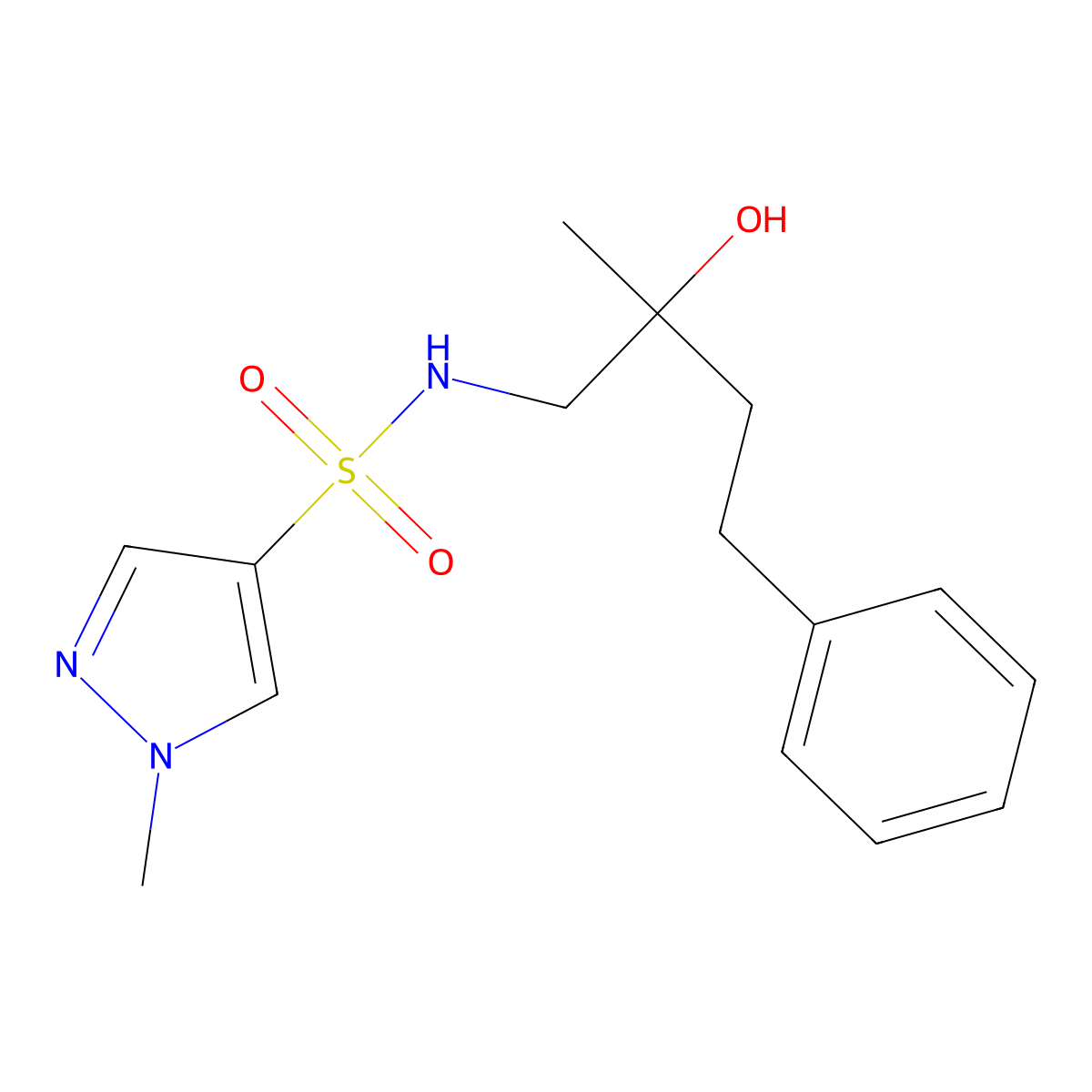 N-(2-hydroxy-2-methyl-4-phenylbutyl)-1-methyl-1H-pyrazole-4-sulfonamide molecular structure, CAS 1795442-76-0