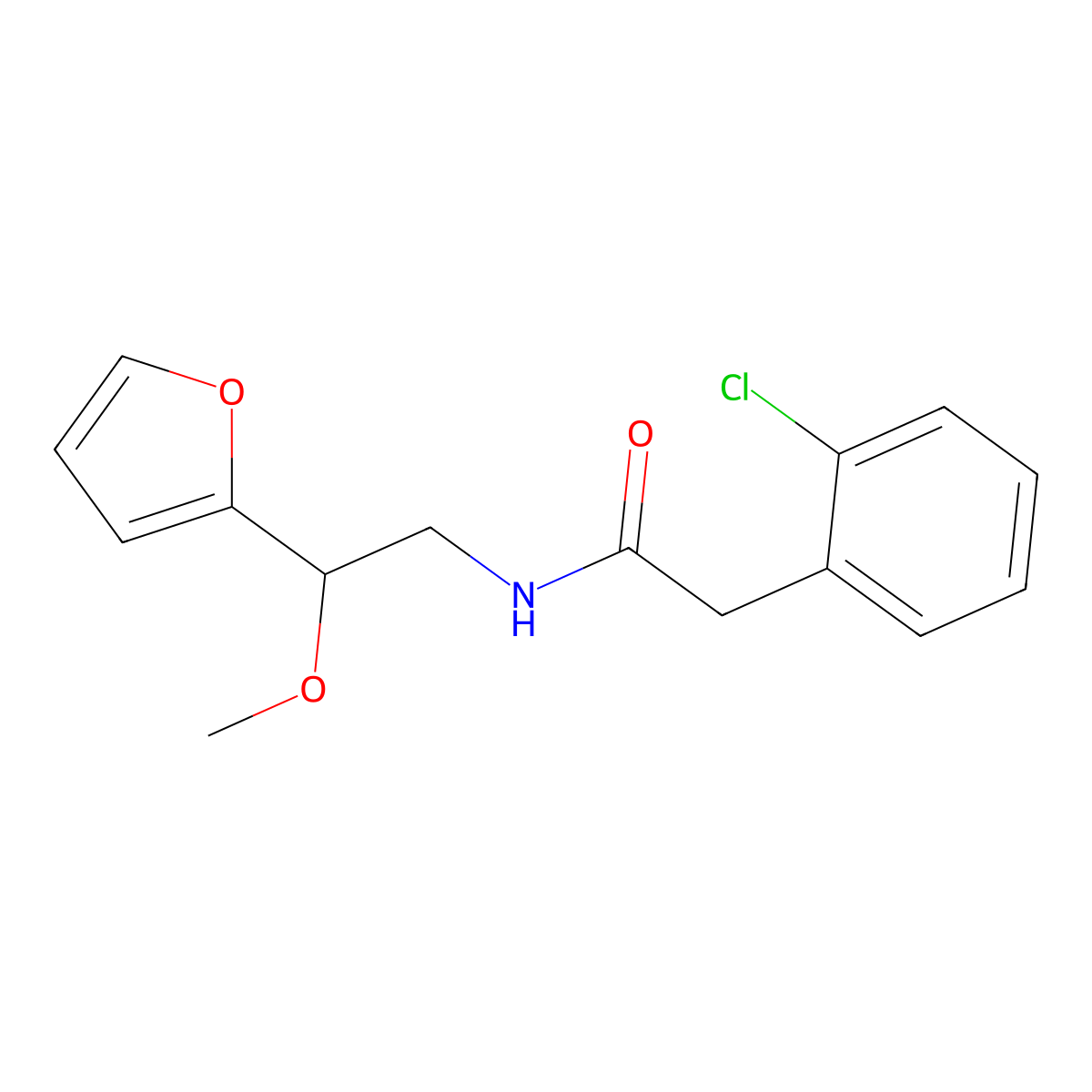 2-(2-chlorophenyl)-N-[2-(furan-2-yl)-2-methoxyethyl]acetamide molecular structure, CAS 1795442-82-8