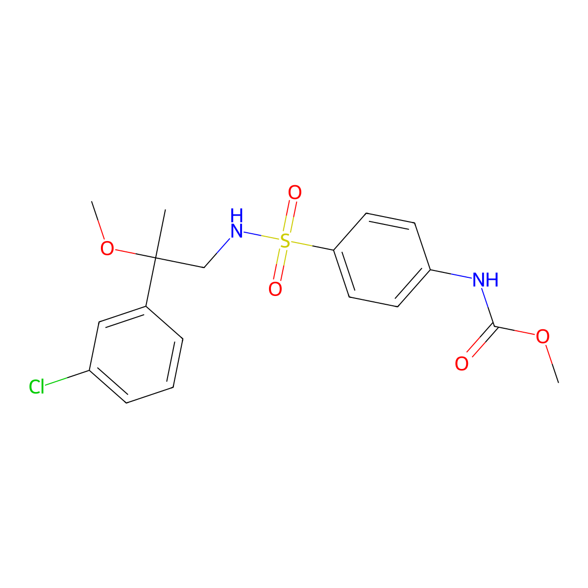 methyl (4-(N-(2-(3-chlorophenyl)-2-methoxypropyl)sulfamoyl)phenyl)carbamate molecular structure, CAS 1795442-96-4