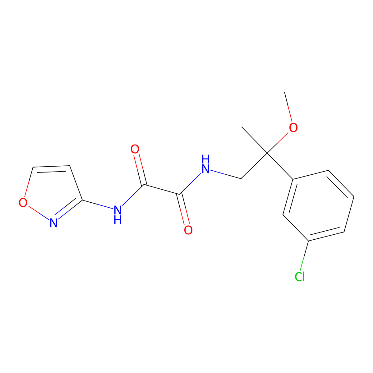 N1-(2-(3-chlorophenyl)-2-methoxypropyl)-N2-(isoxazol-3-yl)oxalamide molecular structure, CAS 1795442-99-7
