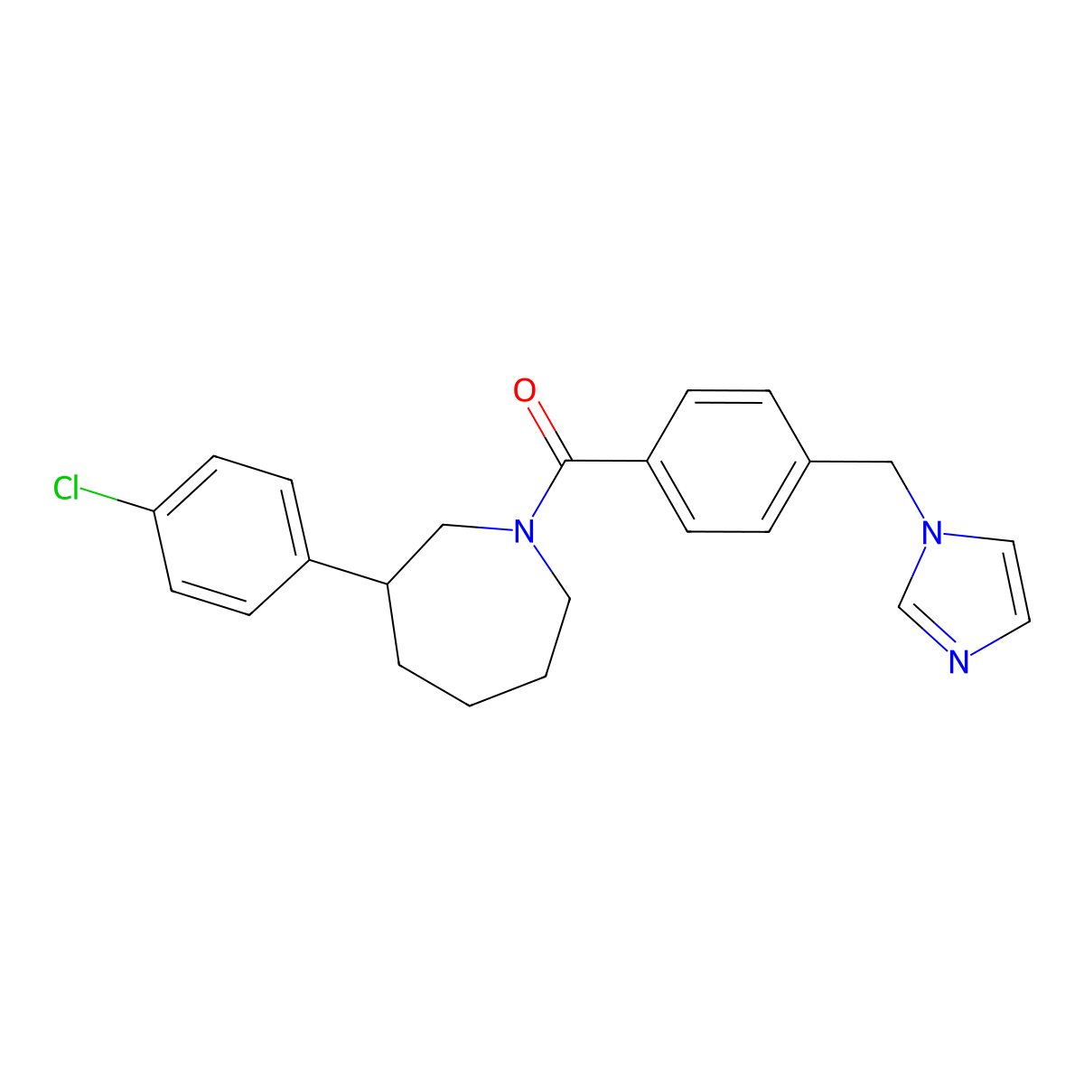 (4-((1H-imidazol-1-yl)methyl)phenyl)(3-(4-chlorophenyl)azepan-1-yl)methanone molecular structure, CAS 1795443-06-9