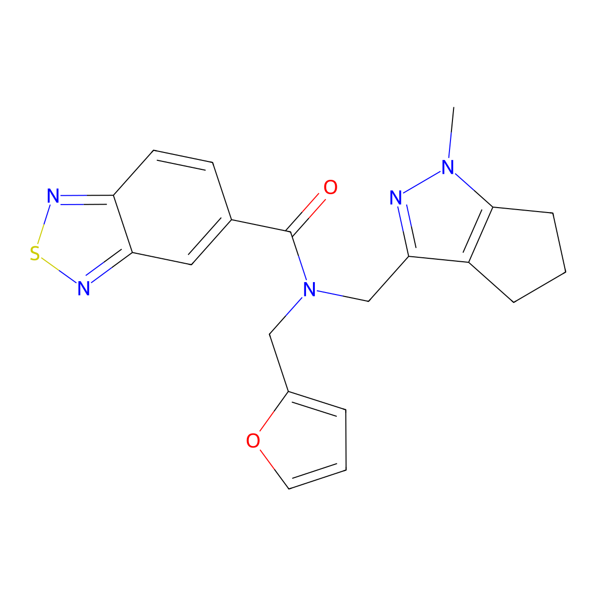 N-(furan-2-ylmethyl)-N-((1-methyl-1,4,5,6-tetrahydrocyclopenta[c]pyrazol-3-yl)methyl)benzo[c][1,2,5]thiadiazole-5-carboxamide molecular structure, CAS 1795443-08-1