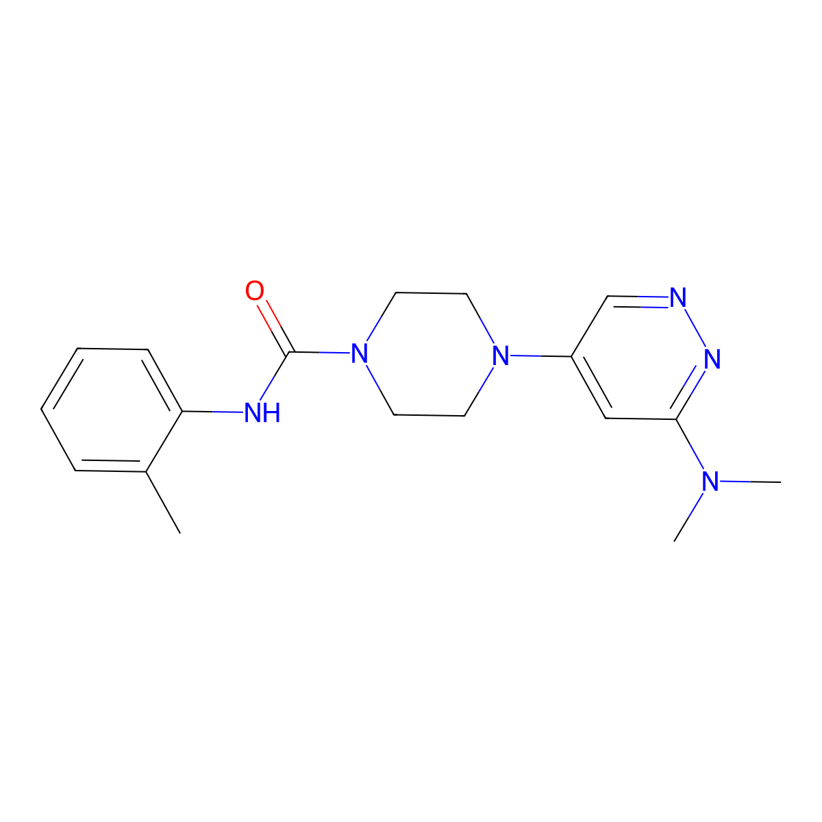 4-(6-(dimethylamino)pyridazin-4-yl)-N-(o-tolyl)piperazine-1-carboxamide molecular structure, CAS 1795443-12-7