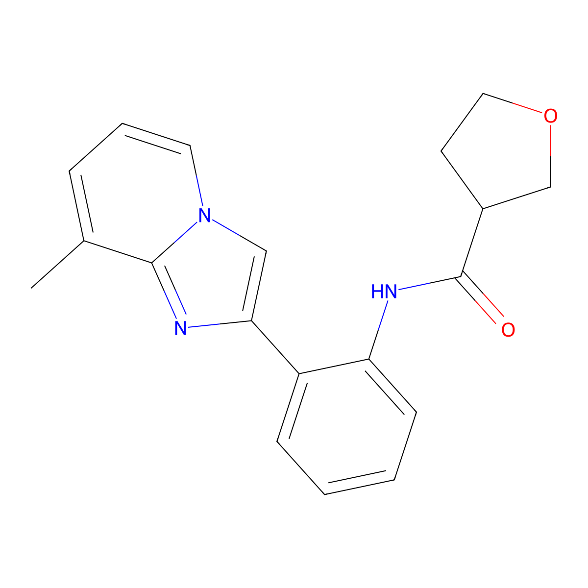 N-(2-(8-methylimidazo[1,2-a]pyridin-2-yl)phenyl)tetrahydrofuran-3-carboxamide molecular structure, CAS 1795443-52-5