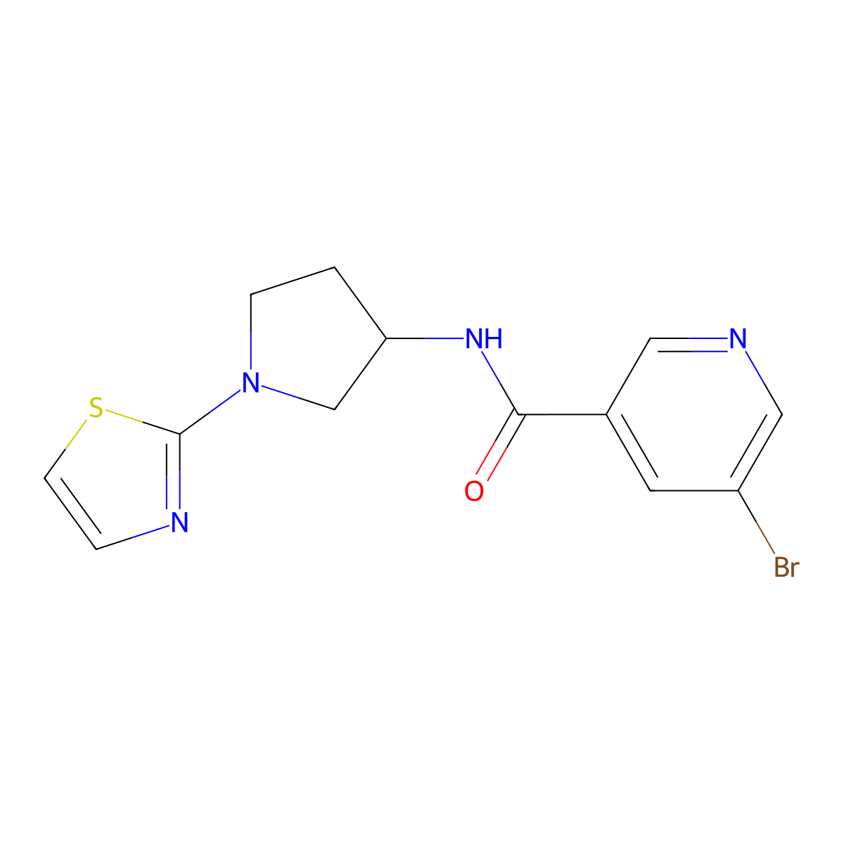 5-bromo-N-(1-(thiazol-2-yl)pyrrolidin-3-yl)nicotinamide molecular structure, CAS 1795443-66-1