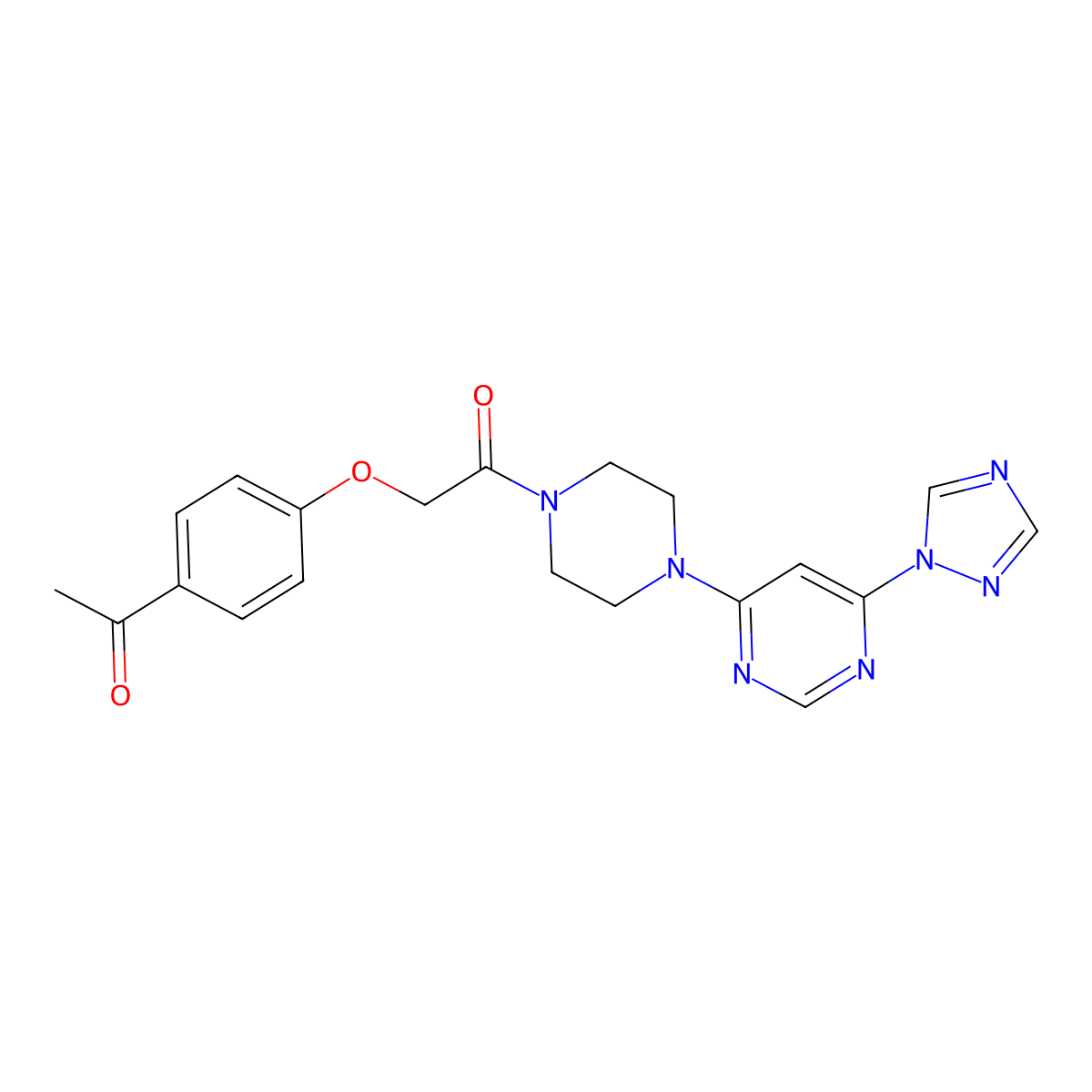 1-(4-(6-(1H-1,2,4-triazol-1-yl)pyrimidin-4-yl)piperazin-1-yl)-2-(4-acetylphenoxy)ethanone molecular structure, CAS 1795443-68-3