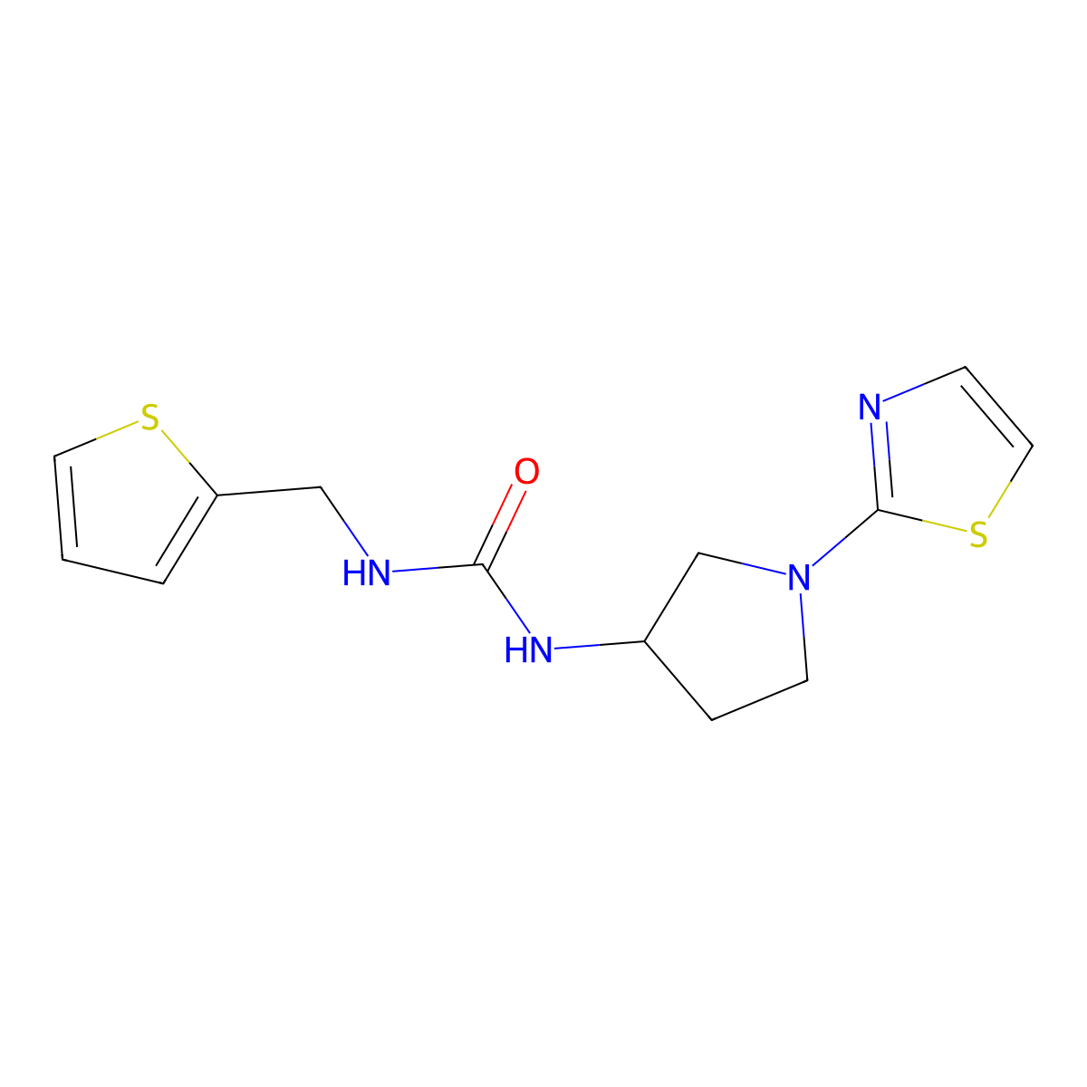 1-(1-(Thiazol-2-yl)pyrrolidin-3-yl)-3-(thiophen-2-ylmethyl)urea molecular structure, CAS 1795443-70-7
