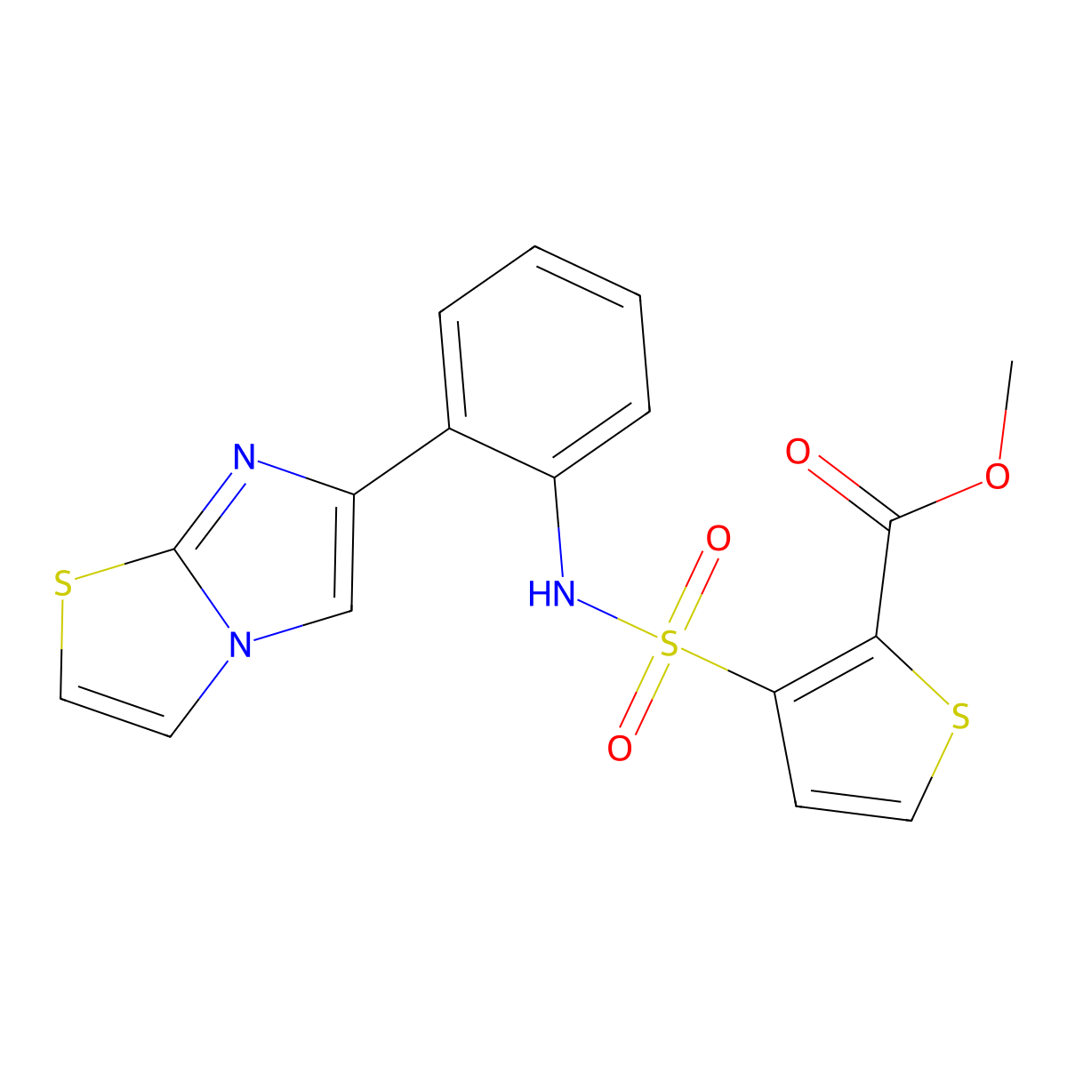 methyl 3-(N-(2-(imidazo[2,1-b]thiazol-6-yl)phenyl)sulfamoyl)thiophene-2-carboxylate molecular structure, CAS 1795443-80-9