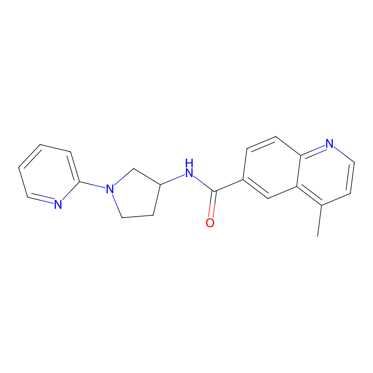 4-methyl-N-[1-(pyridin-2-yl)pyrrolidin-3-yl]quinoline-6-carboxamide molecular structure, CAS 1795443-83-2