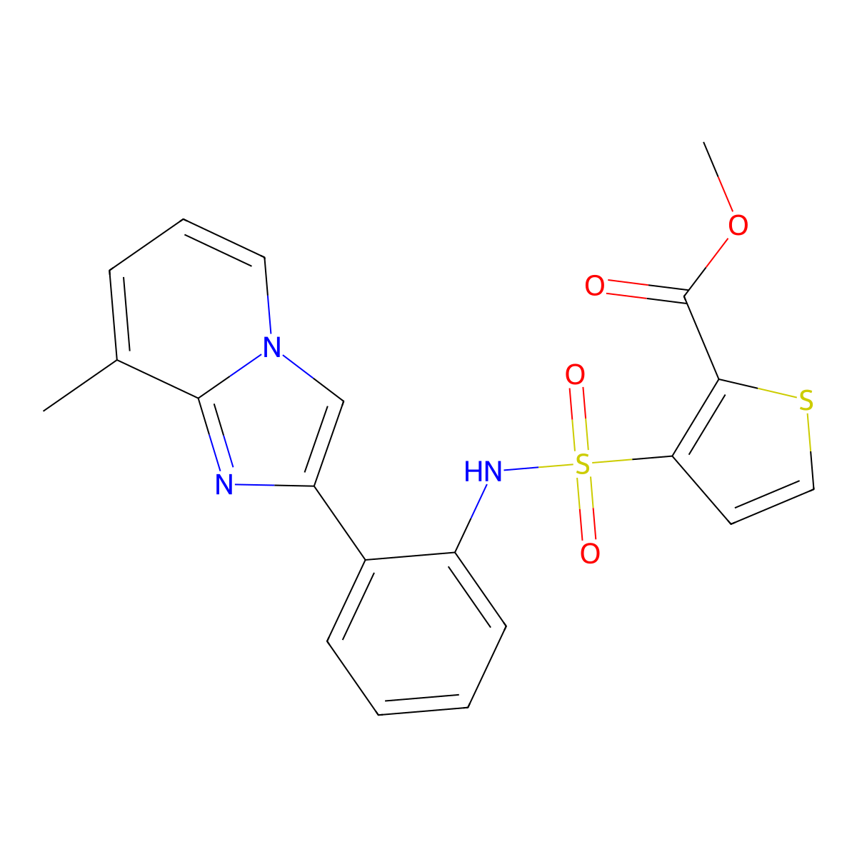 methyl 3-(N-(2-(8-methylimidazo[1,2-a]pyridin-2-yl)phenyl)sulfamoyl)thiophene-2-carboxylate molecular structure, CAS 1795443-90-1