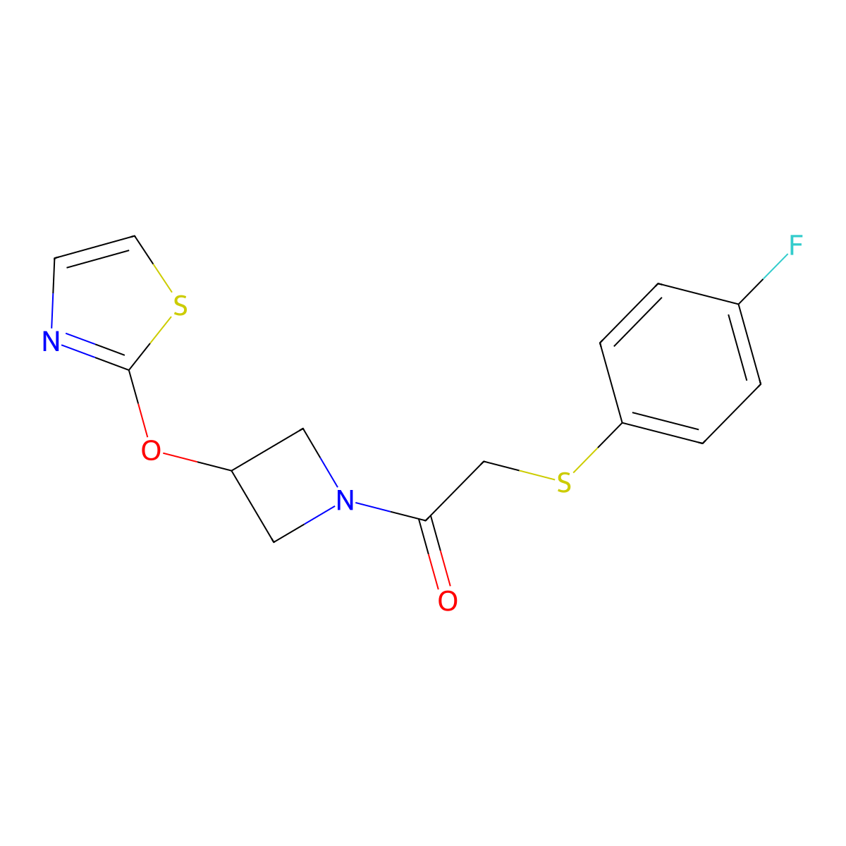 2-((4-Fluorophenyl)thio)-1-(3-(thiazol-2-yloxy)azetidin-1-yl)ethanone molecular structure, CAS 1795443-94-5