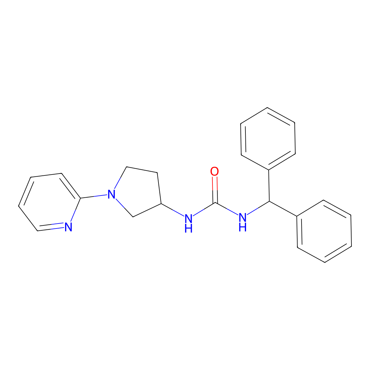 1-Benzhydryl-3-(1-(pyridin-2-yl)pyrrolidin-3-yl)urea molecular structure, CAS 1795444-00-6