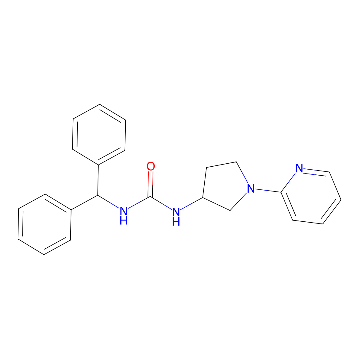 1-Benzhydryl-3-(1-(pyridin-2-yl)pyrrolidin-3-yl)urea molecular structure, CAS 1795444-00-6
