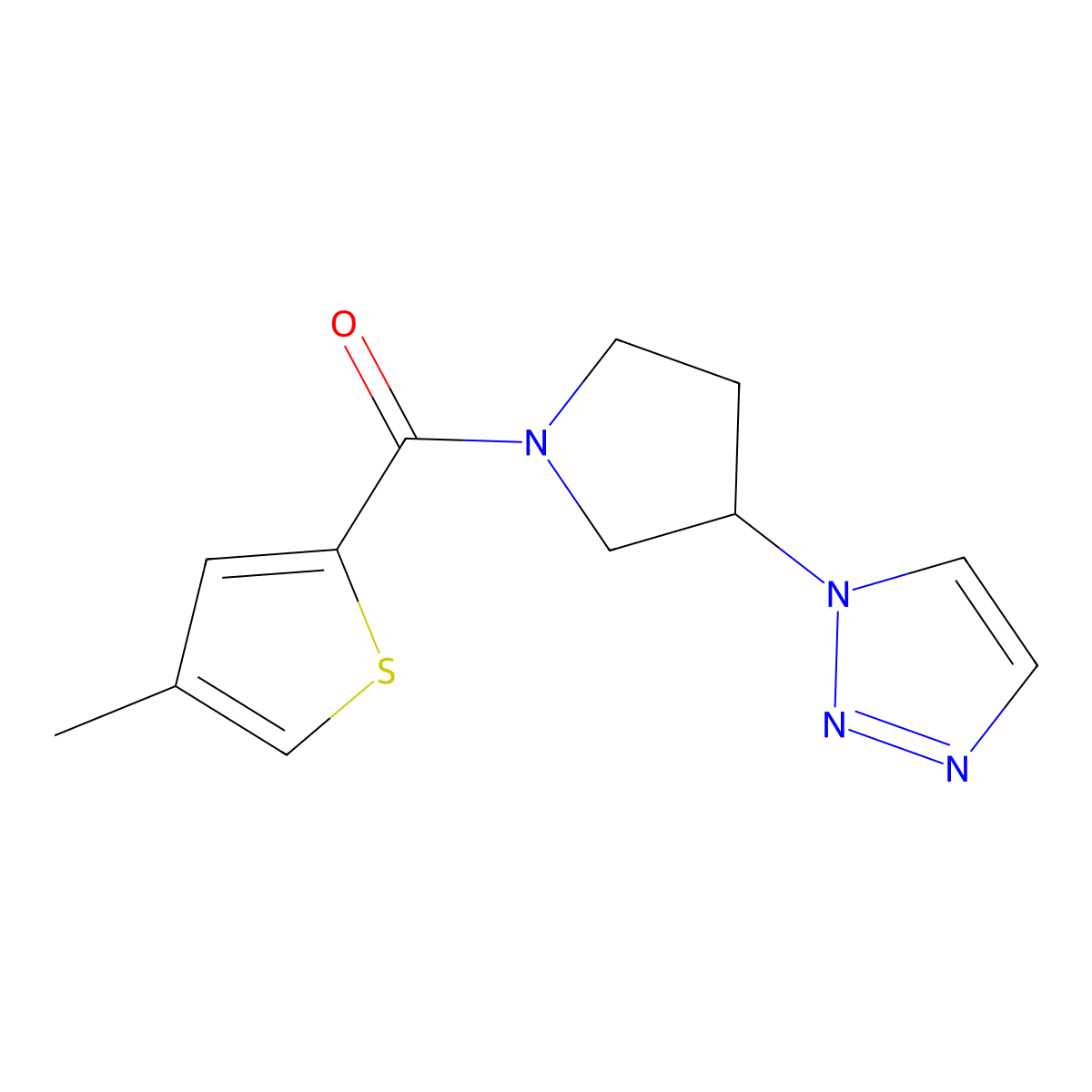 (3-(1H-1,2,3-triazol-1-yl)pyrrolidin-1-yl)(4-methylthiophen-2-yl)methanone molecular structure, CAS 1795444-01-7