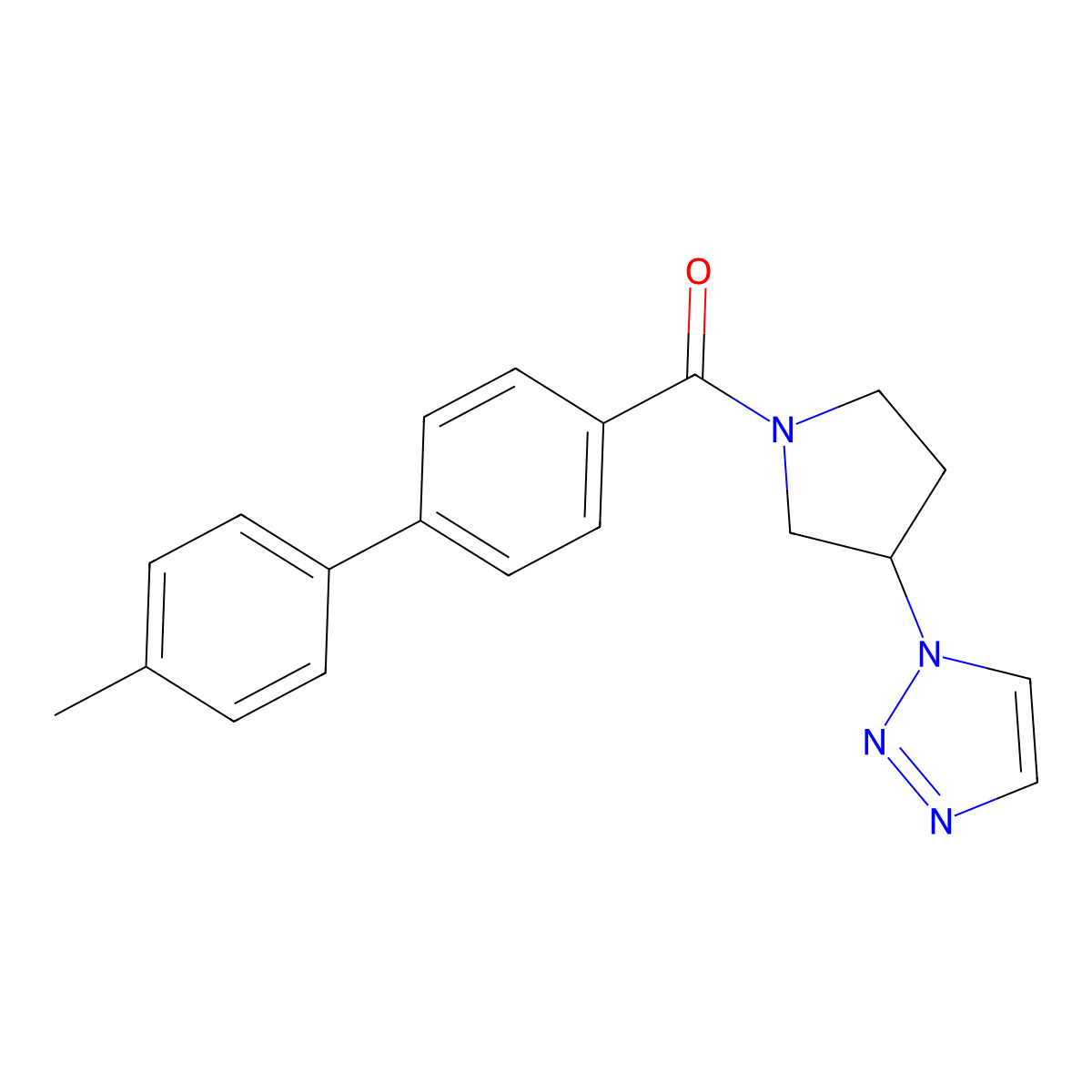 (3-(1H-1,2,3-triazol-1-yl)pyrrolidin-1-yl)(4'-methyl-[1,1'-biphenyl]-4-yl)methanone molecular structure, CAS 1795444-06-2