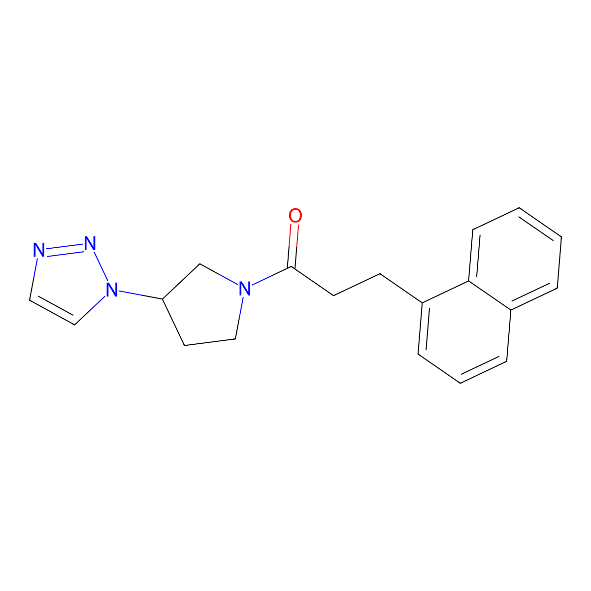 1-(3-(1H-1,2,3-triazol-1-yl)pyrrolidin-1-yl)-3-(naphthalen-1-yl)propan-1-one molecular structure, CAS 1795444-15-3