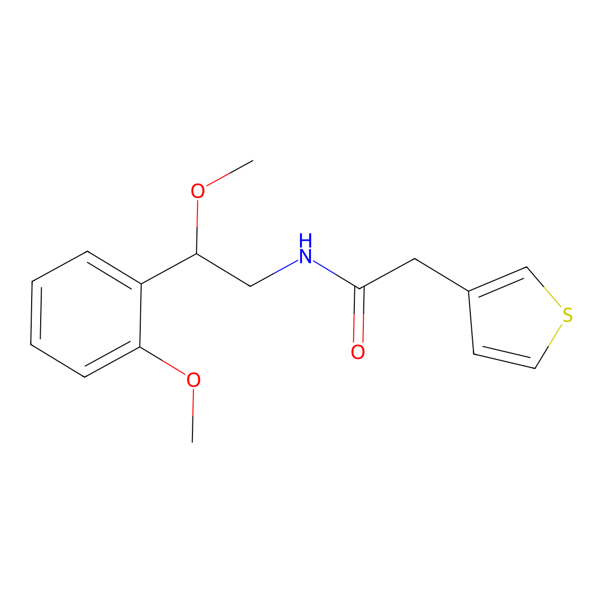 N-[2-methoxy-2-(2-methoxyphenyl)ethyl]-2-(thiophen-3-yl)acetamide molecular structure, CAS 1795444-21-1