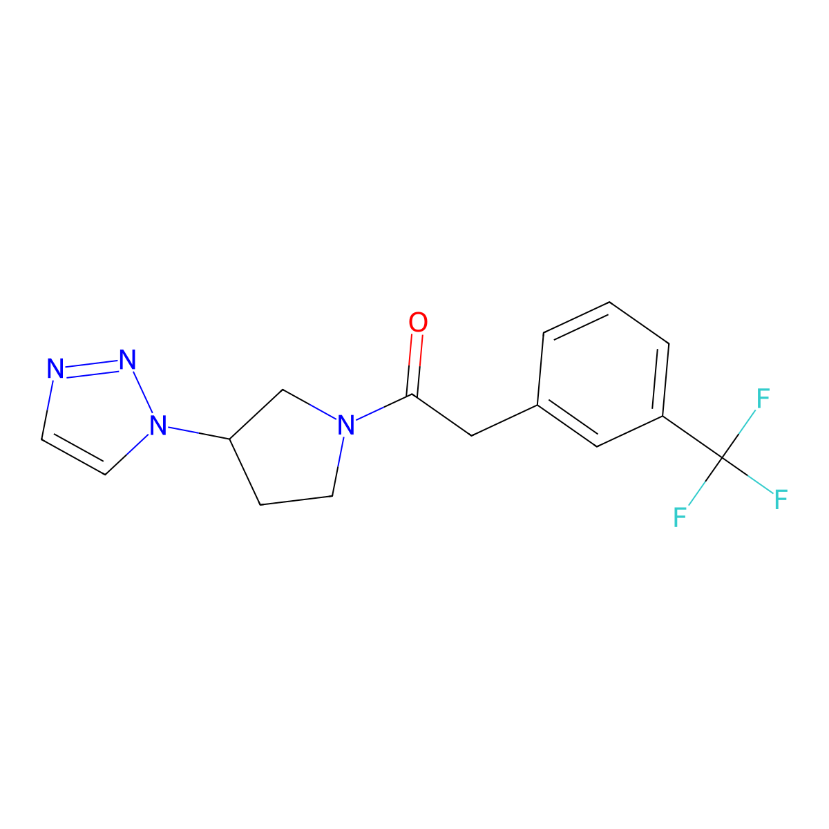1-(3-(1H-1,2,3-triazol-1-yl)pyrrolidin-1-yl)-2-(3-(trifluoromethyl)phenyl)ethanone molecular structure, CAS 1795444-42-6