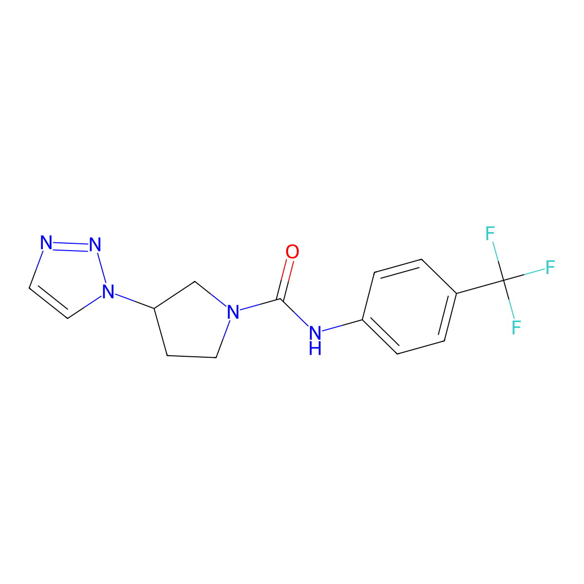 3-(1H-1,2,3-triazol-1-yl)-N-(4-(trifluoromethyl)phenyl)pyrrolidine-1-carboxamide molecular structure, CAS 1795444-55-1