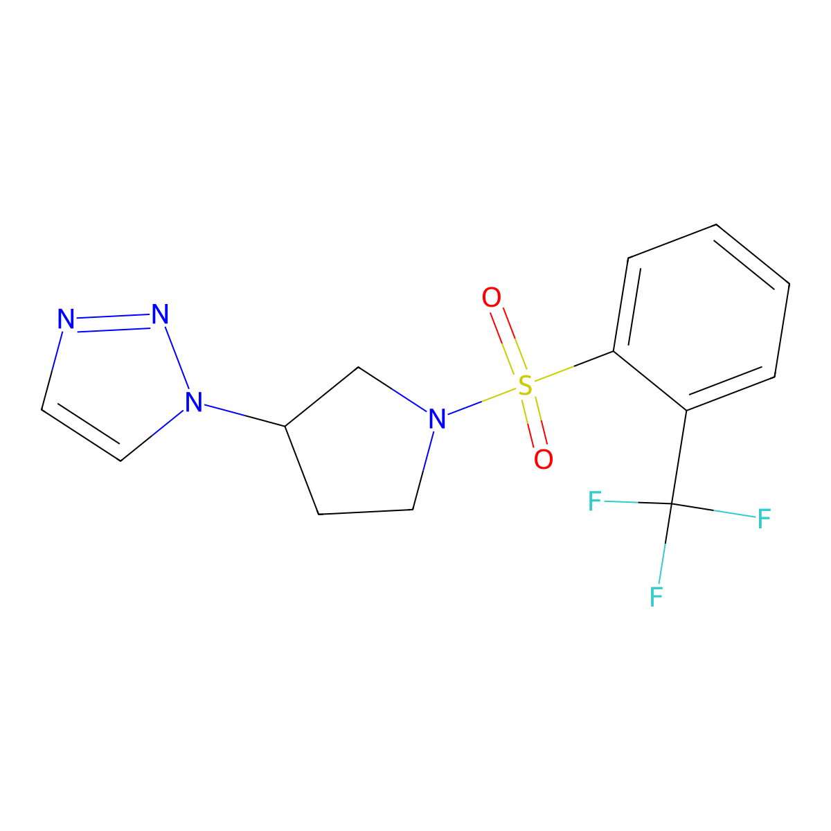 1-(1-((2-(trifluoromethyl)phenyl)sulfonyl)pyrrolidin-3-yl)-1H-1,2,3-triazole molecular structure, CAS 1795444-75-5