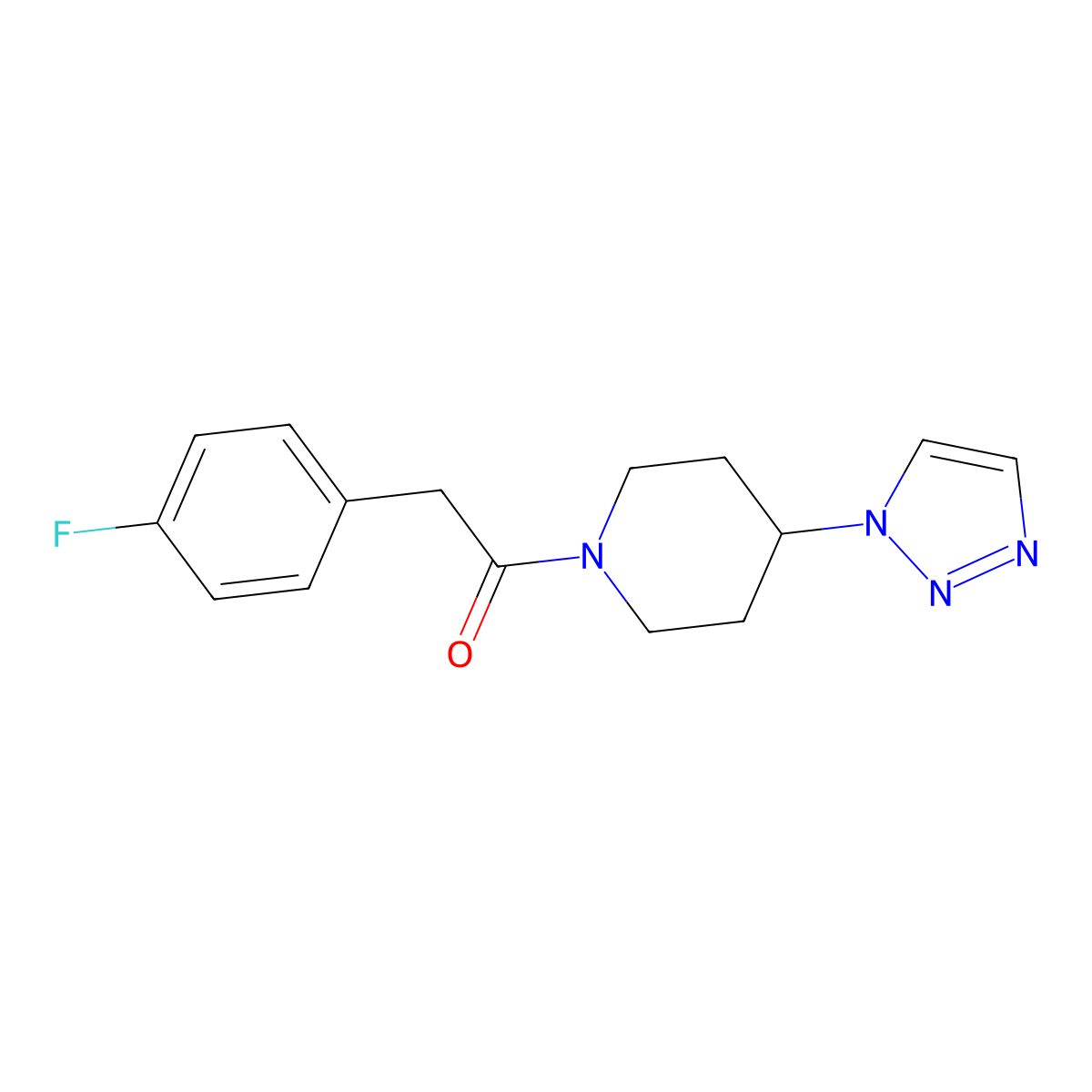 1-(4-(1H-1,2,3-triazol-1-yl)piperidin-1-yl)-2-(4-fluorophenyl)ethanone molecular structure, CAS 1795444-85-7