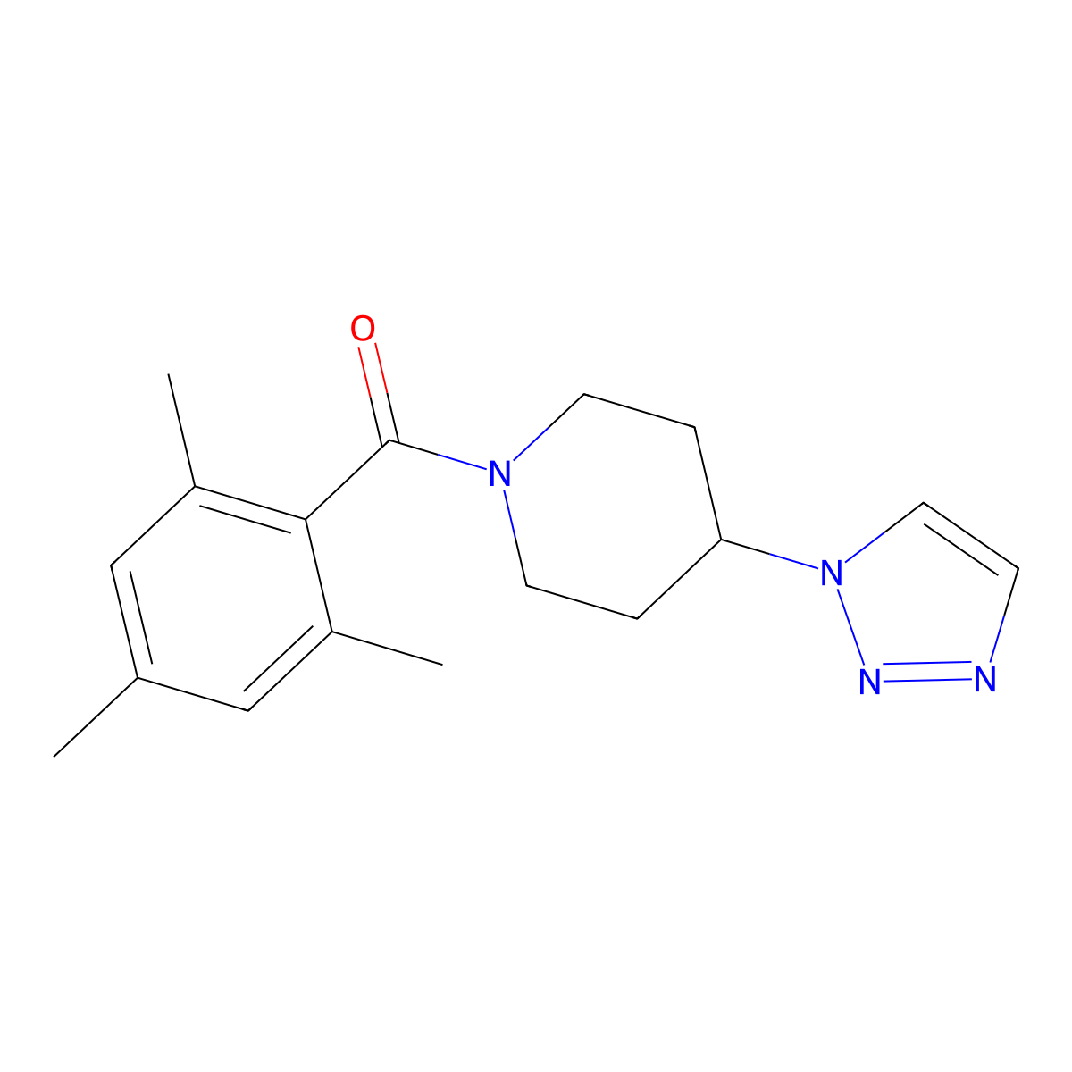 (4-(1H-1,2,3-triazol-1-yl)piperidin-1-yl)(mesityl)methanone molecular structure, CAS 1795445-18-9