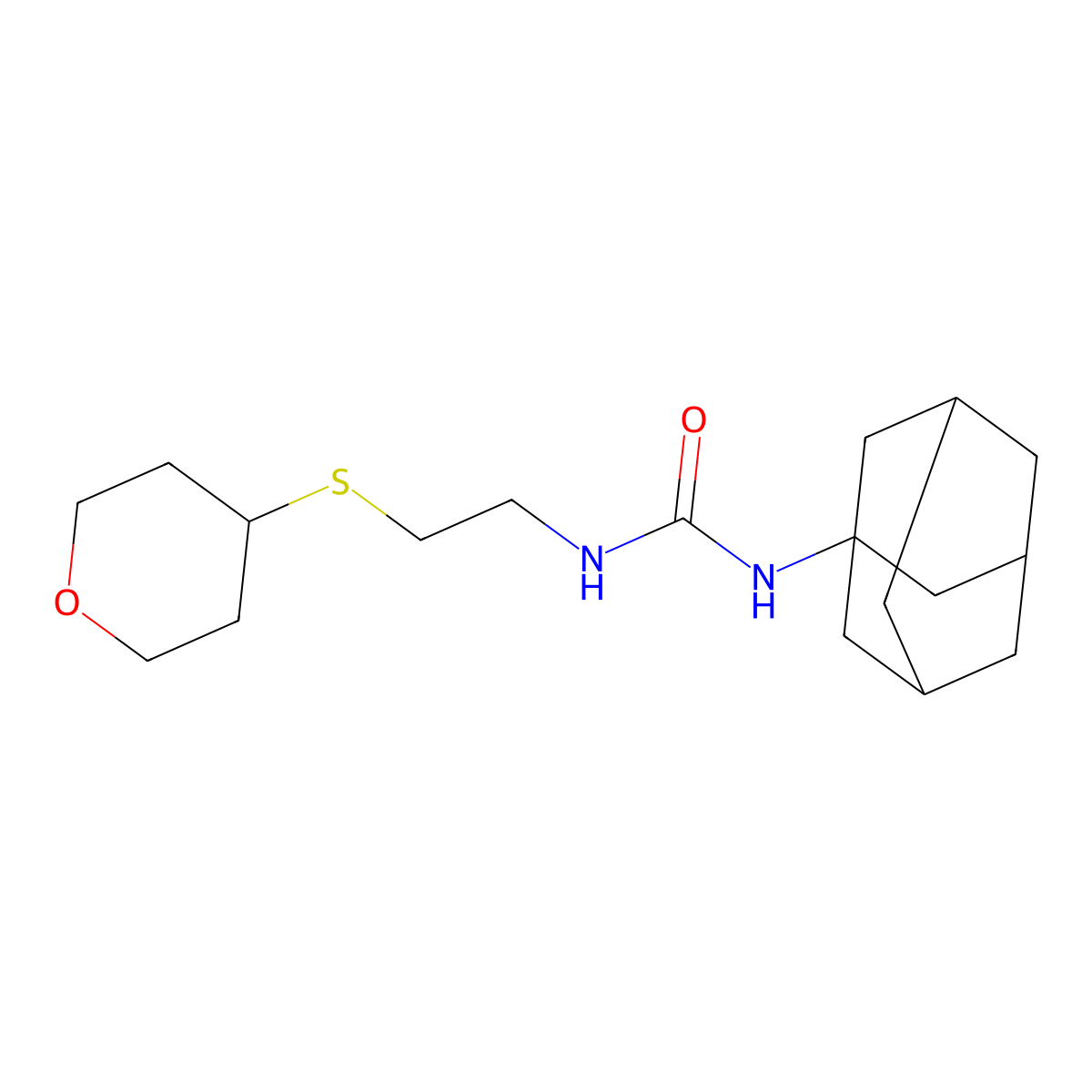 3-(Adamantan-1-yl)-1-[2-(oxan-4-ylsulfanyl)ethyl]urea molecular structure, CAS 1795445-74-7