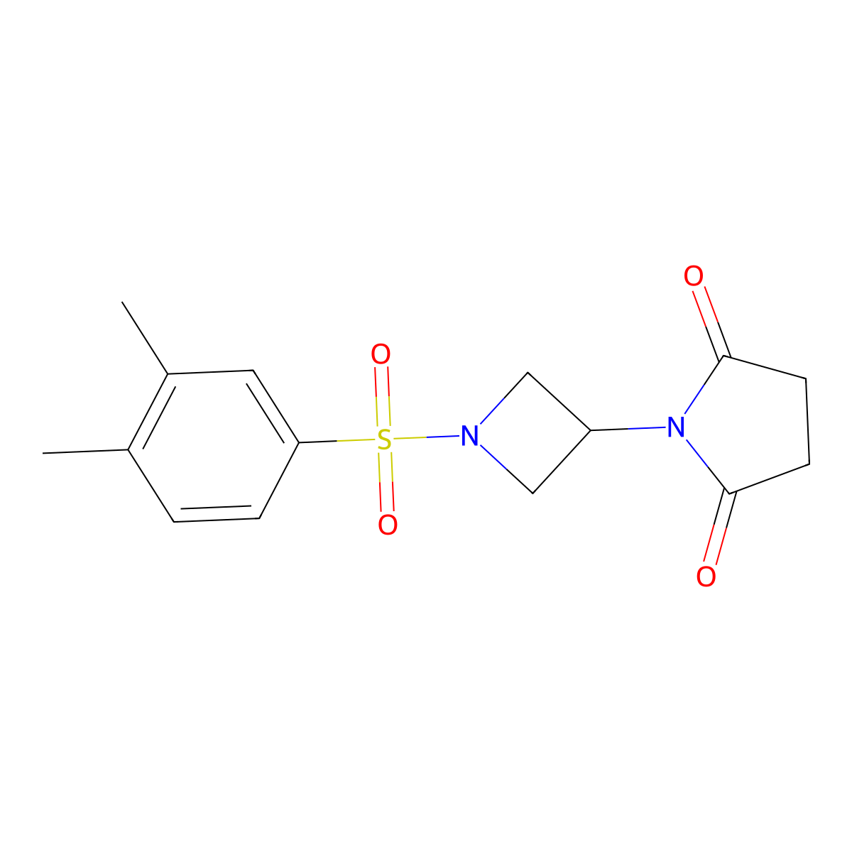 1-(1-((3,4-Dimethylphenyl)sulfonyl)azetidin-3-yl)pyrrolidine-2,5-dione molecular structure, CAS 1795446-38-6
