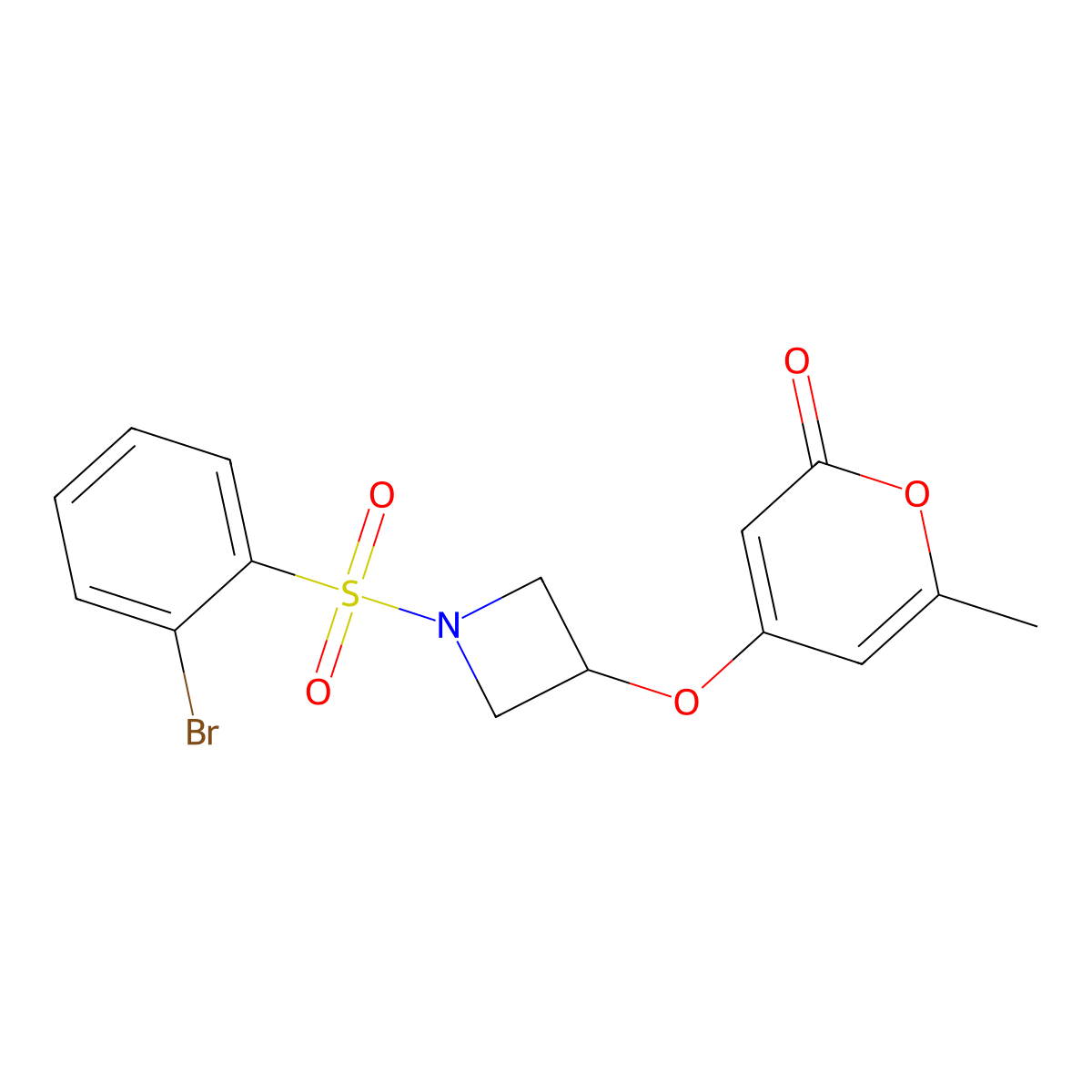 4-((1-((2-bromophenyl)sulfonyl)azetidin-3-yl)oxy)-6-methyl-2H-pyran-2-one molecular structure, CAS 1795446-84-2