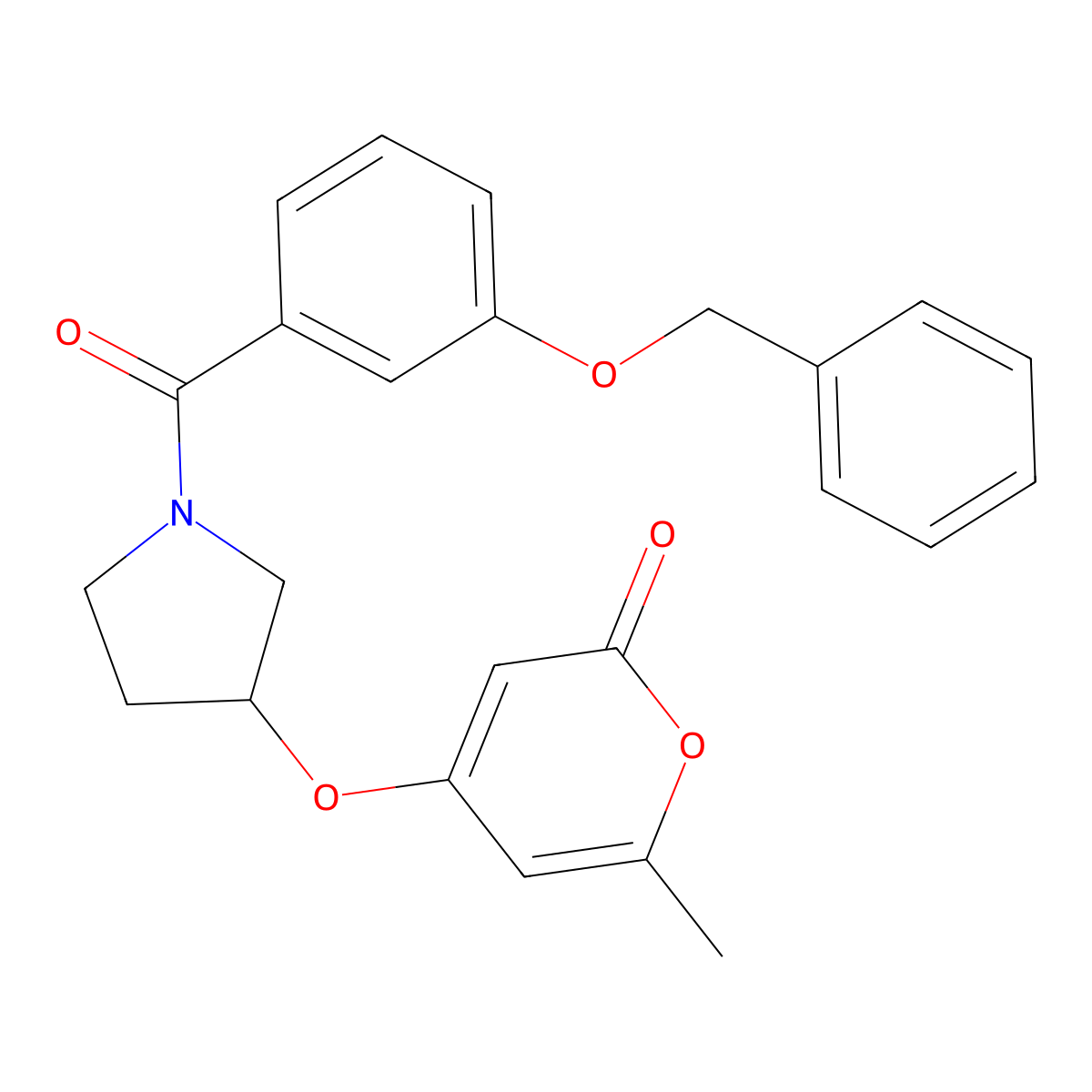 4-((1-(3-(benzyloxy)benzoyl)pyrrolidin-3-yl)oxy)-6-methyl-2H-pyran-2-one molecular structure, CAS 1795447-09-4