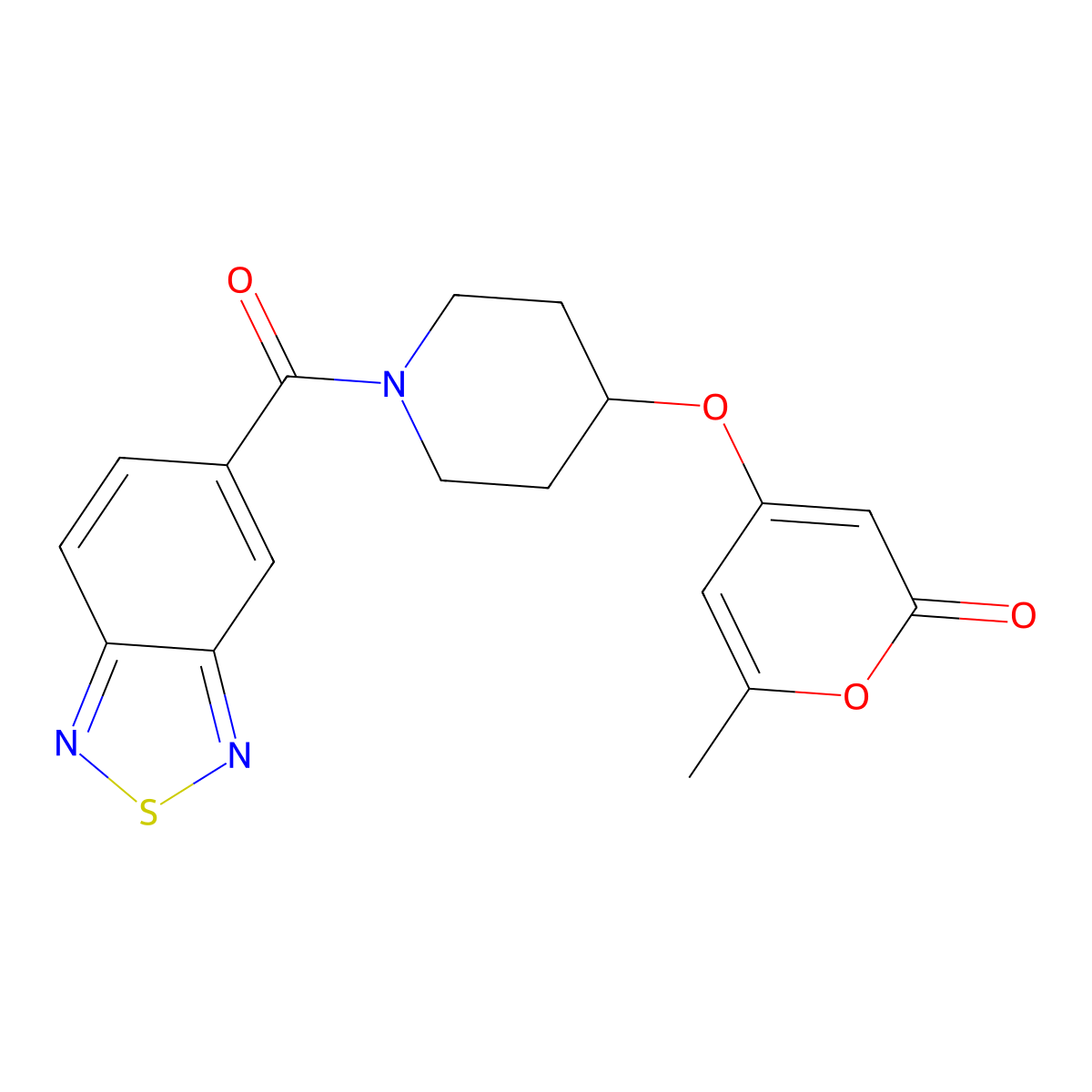 4-((1-(benzo[c][1,2,5]thiadiazole-5-carbonyl)piperidin-4-yl)oxy)-6-methyl-2H-pyran-2-one molecular structure, CAS 1795448-38-2