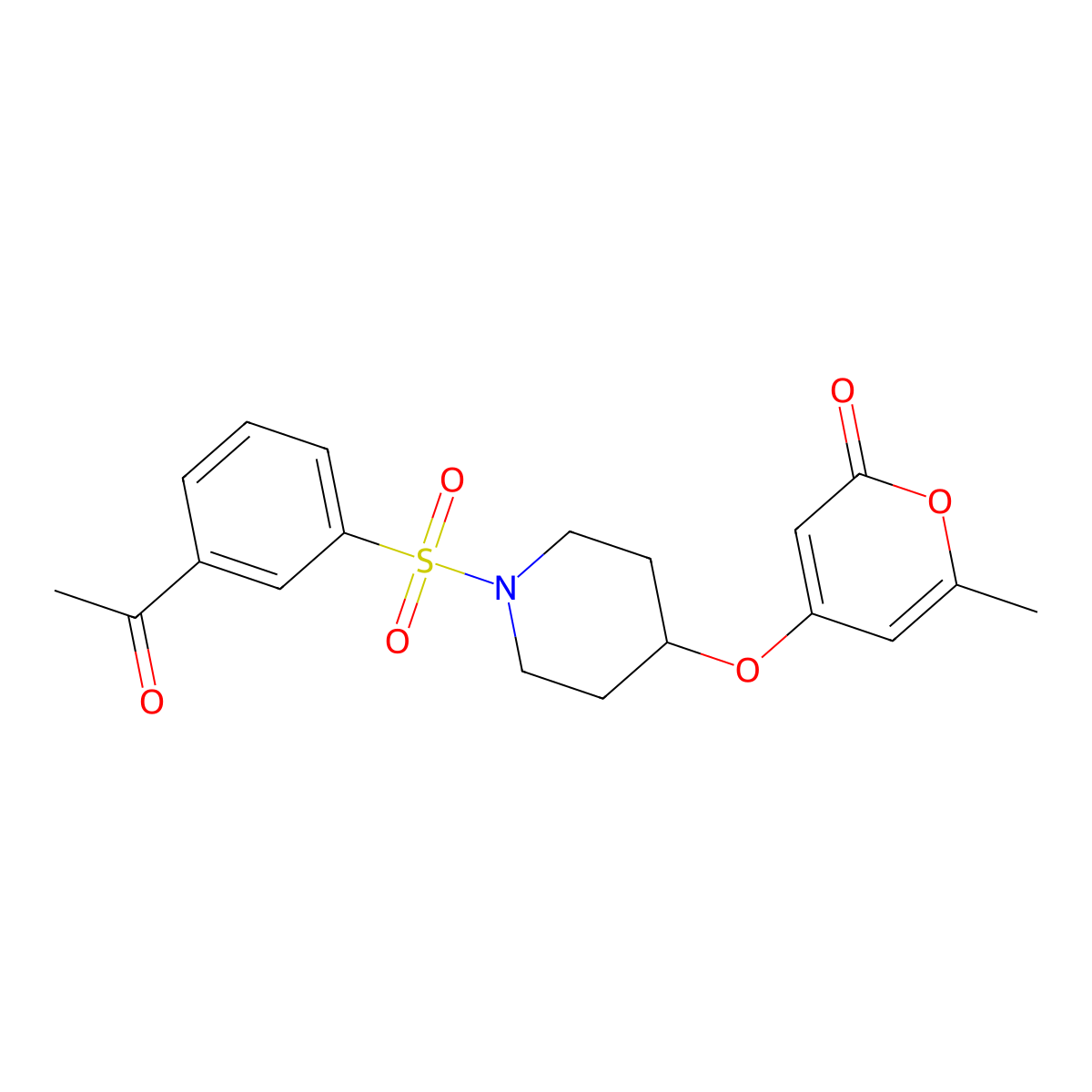 4-((1-((3-acetylphenyl)sulfonyl)piperidin-4-yl)oxy)-6-methyl-2H-pyran-2-one molecular structure, CAS 1795448-69-9