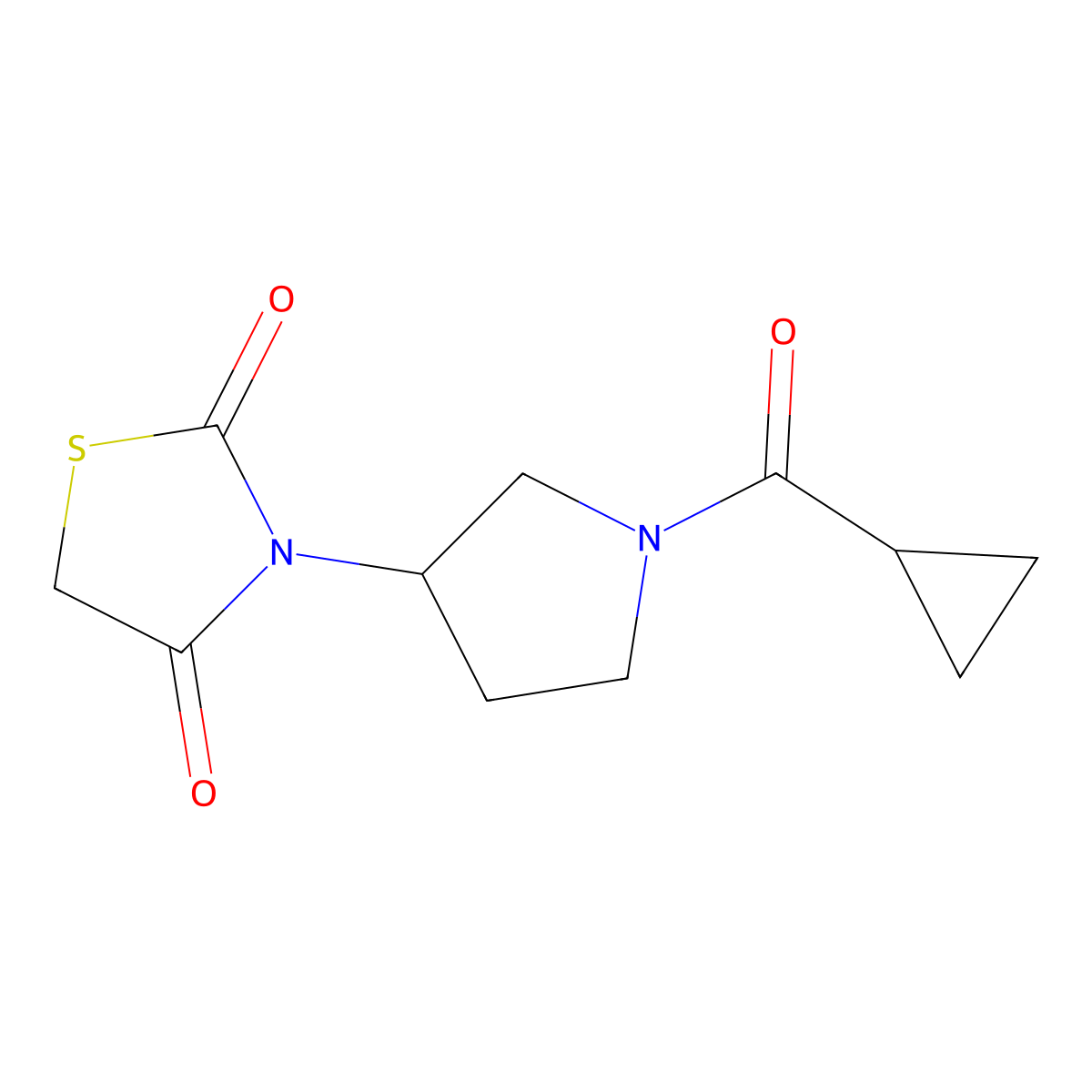3-(1-(Cyclopropanecarbonyl)pyrrolidin-3-yl)thiazolidine-2,4-dione molecular structure, CAS 1795448-84-8