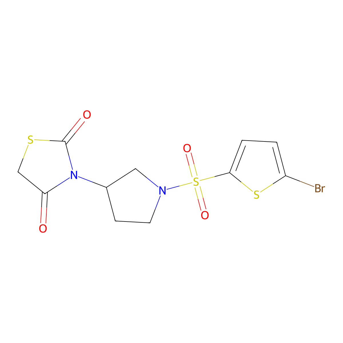 3-(1-((5-Bromothiophen-2-yl)sulfonyl)pyrrolidin-3-yl)thiazolidine-2,4-dione molecular structure, CAS 1795449-17-0