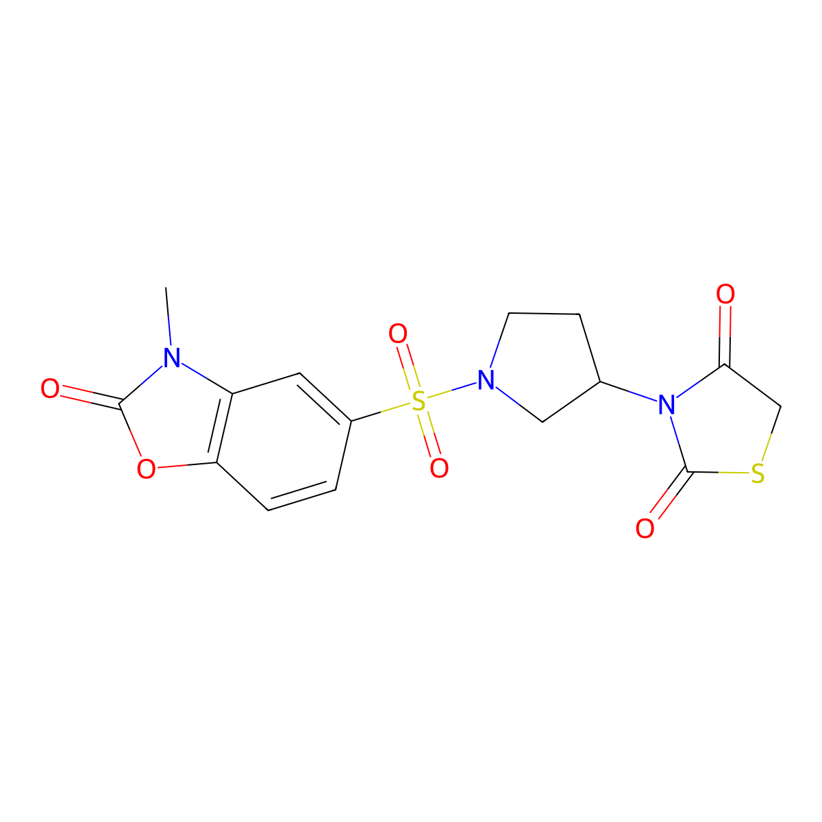 3-(1-((3-Methyl-2-oxo-2,3-dihydrobenzo[d]oxazol-5-yl)sulfonyl)pyrrolidin-3-yl)thiazolidine-2,4-dione molecular structure, CAS 1795449-28-3