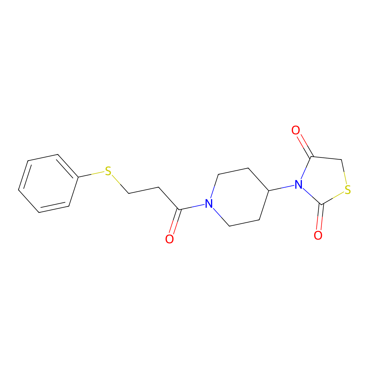 3-(1-(3-(Phenylthio)propanoyl)piperidin-4-yl)thiazolidine-2,4-dione molecular structure, CAS 1795449-33-0
