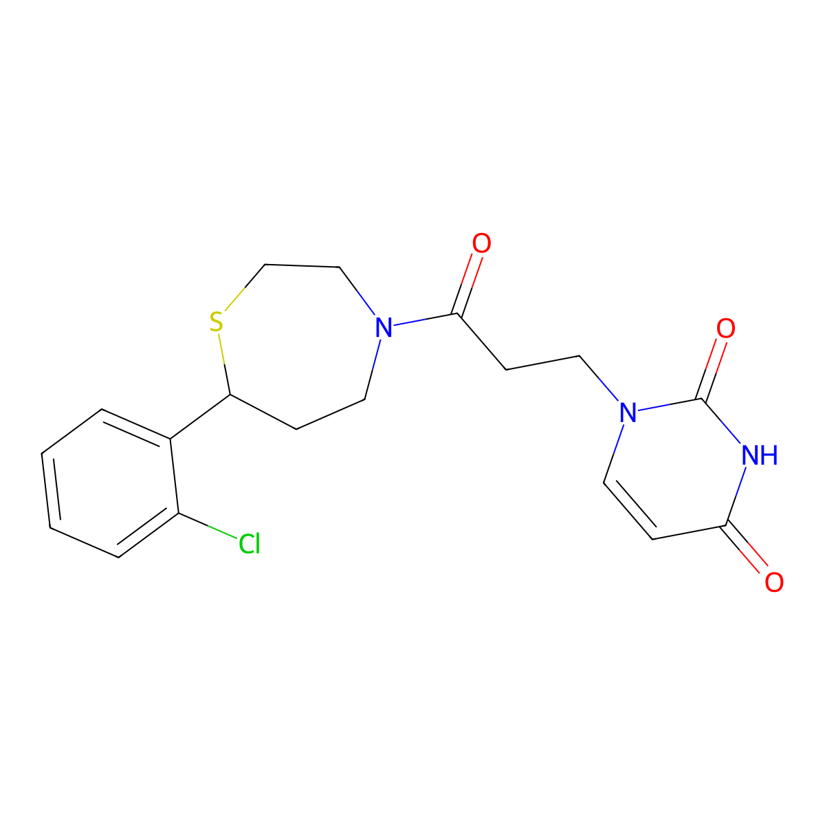1-(3-(7-(2-chlorophenyl)-1,4-thiazepan-4-yl)-3-oxopropyl)pyrimidine-2,4(1H,3H)-dione molecular structure, CAS 1795450-19-9
