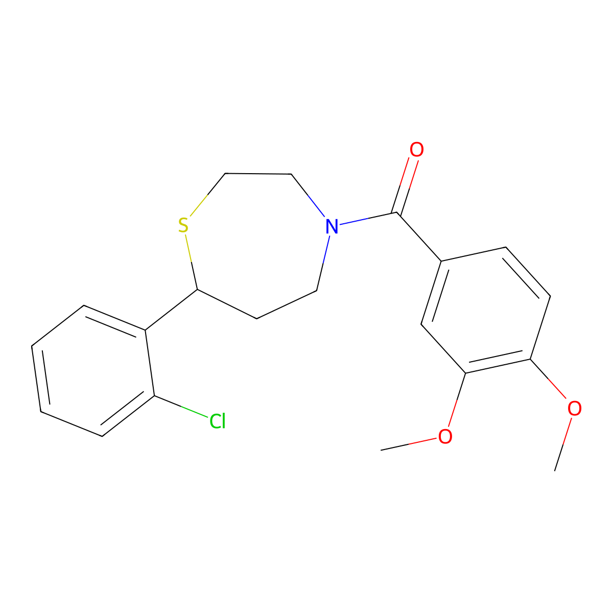 (7-(2-Chlorophenyl)-1,4-thiazepan-4-yl)(3,4-dimethoxyphenyl)methanone molecular structure, CAS 1795450-30-4