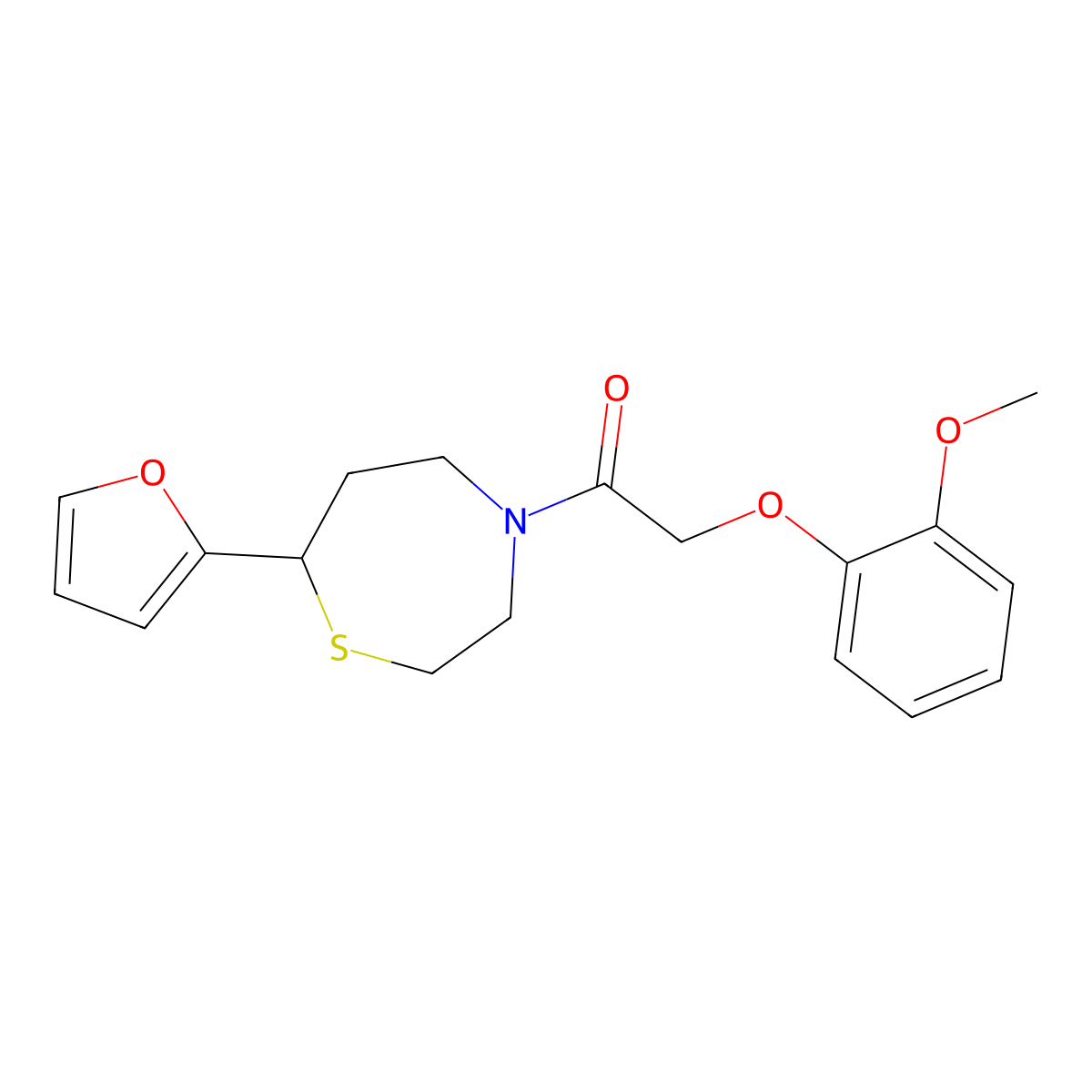 1-(7-(Furan-2-yl)-1,4-thiazepan-4-yl)-2-(2-methoxyphenoxy)ethanone molecular structure, CAS 1795450-68-8