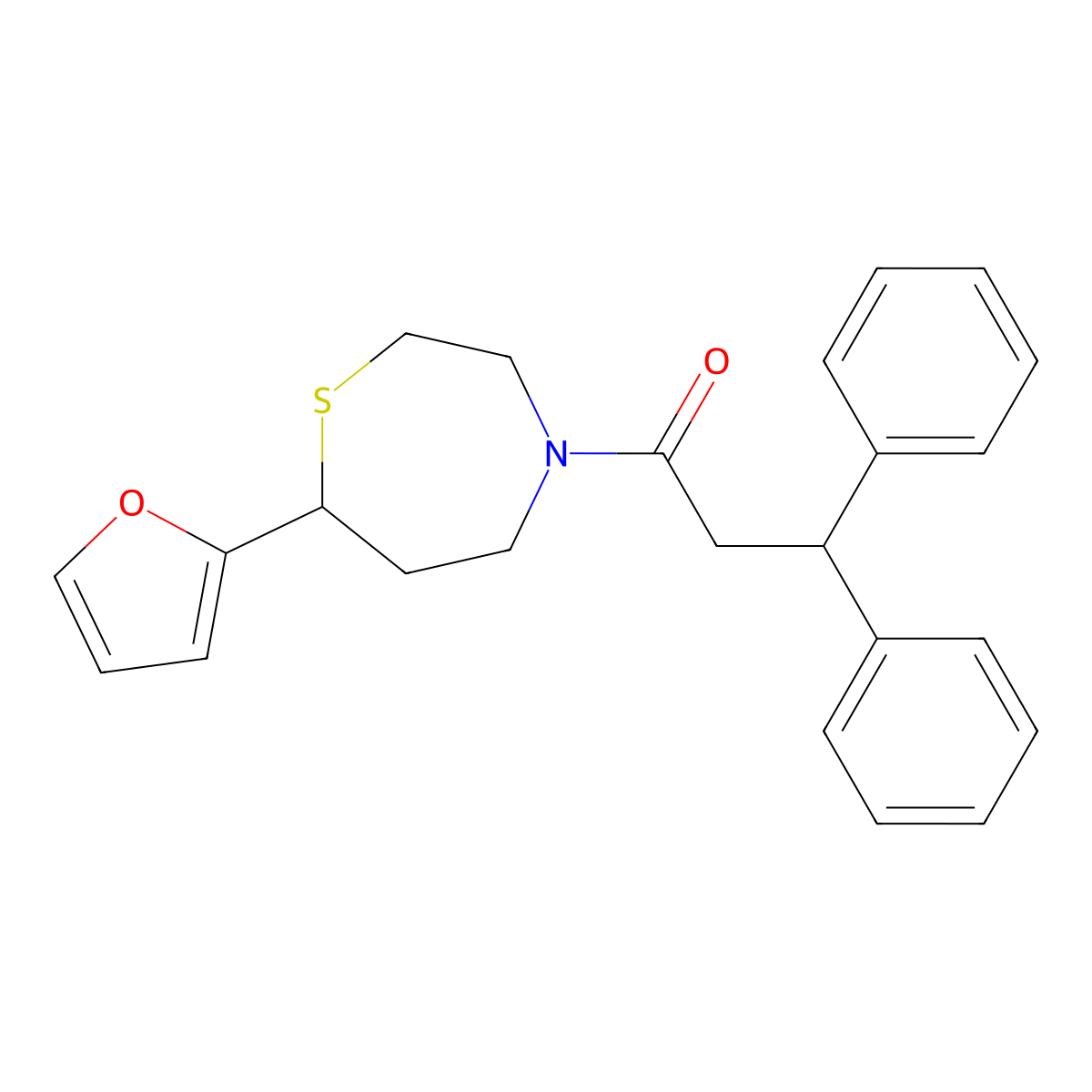 1-[7-(Furan-2-yl)-1,4-thiazepan-4-yl]-3,3-diphenylpropan-1-one molecular structure, CAS 1795450-85-9