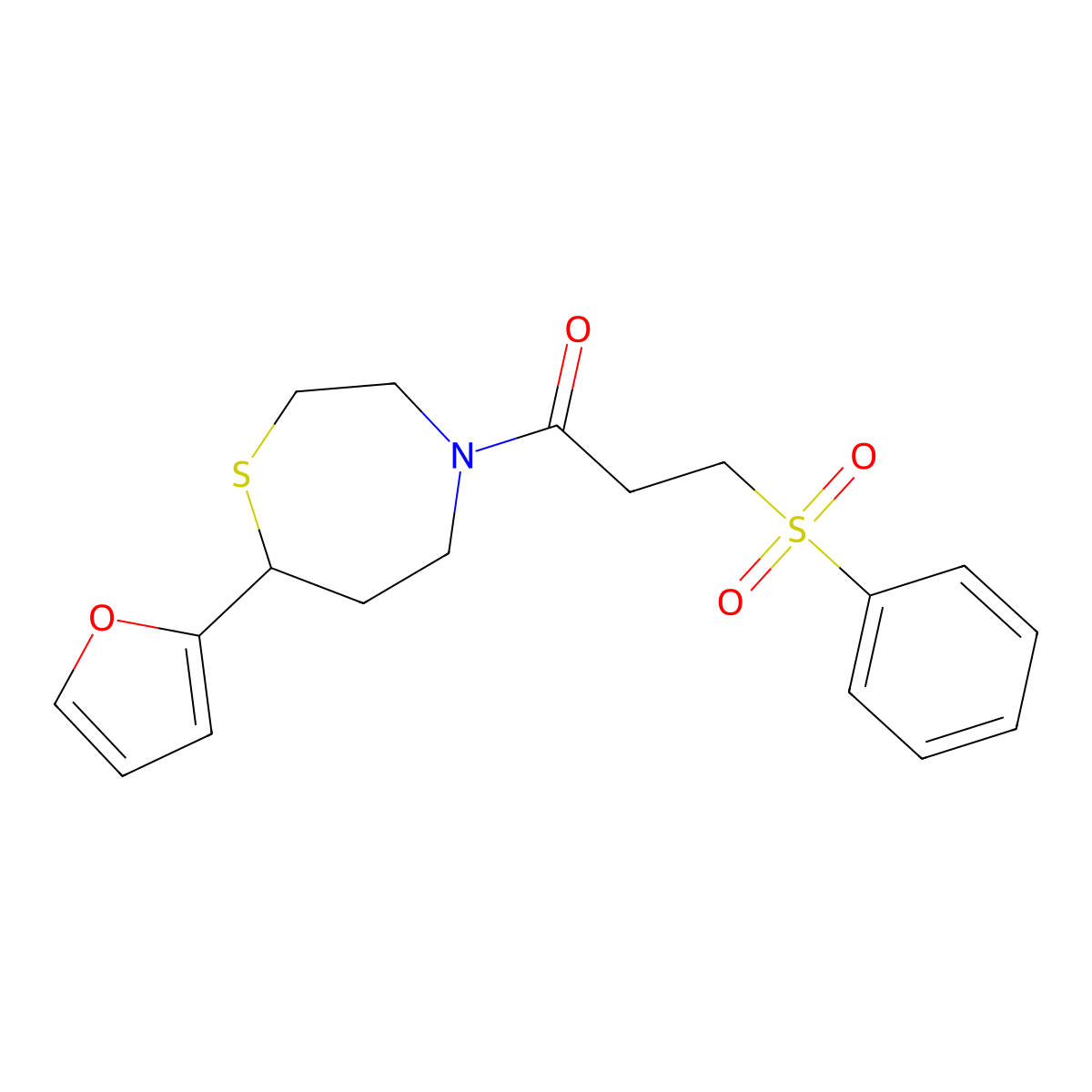 1-(7-(Furan-2-yl)-1,4-thiazepan-4-yl)-3-(phenylsulfonyl)propan-1-one molecular structure, CAS 1795451-19-2