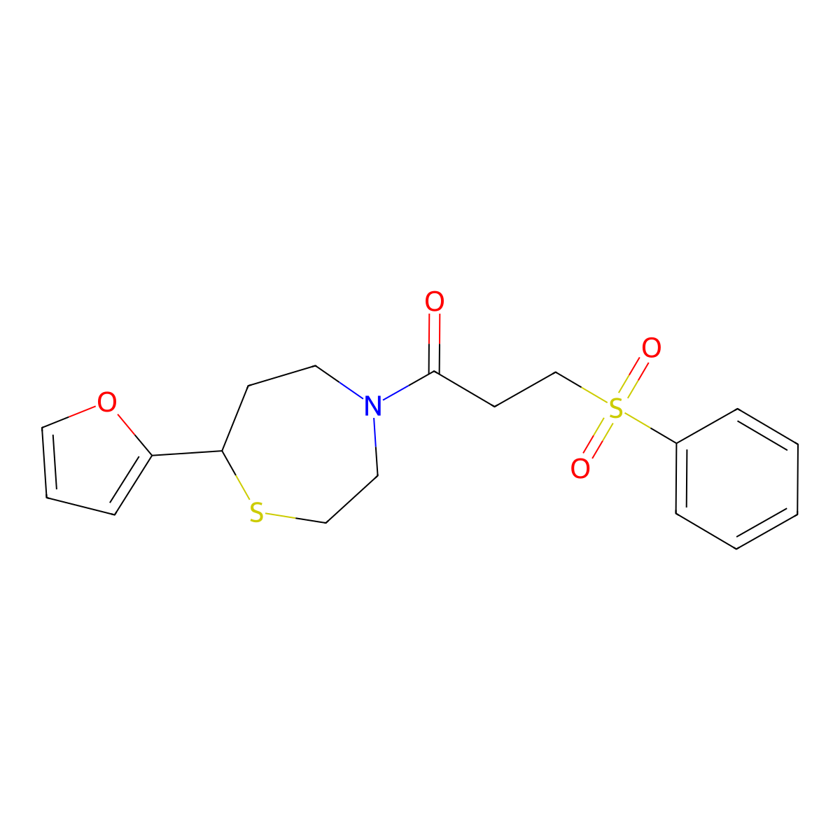 1-(7-(Furan-2-yl)-1,4-thiazepan-4-yl)-3-(phenylsulfonyl)propan-1-one molecular structure, CAS 1795451-19-2