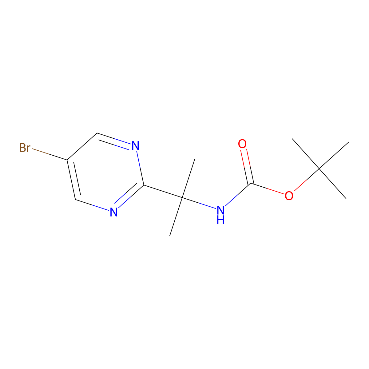 tert-Butyl (2-(5-bromopyrimidin-2-yl)propan-2-yl)carbamate molecular structure, CAS 1795451-92-1