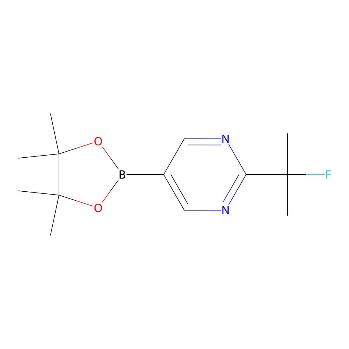 2-(2-Fluoropropan-2-yl)-5-(4,4,5,5-tetramethyl-1,3,2-dioxaborolan-2-yl)pyrimidine molecular structure, CAS 1795452-09-3