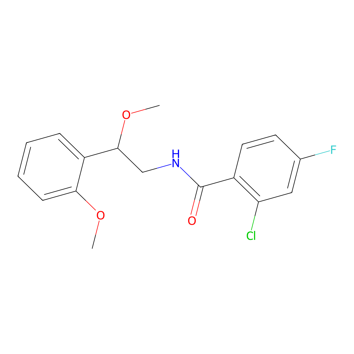 2-chloro-4-fluoro-N-[2-methoxy-2-(2-methoxyphenyl)ethyl]benzamide molecular structure, CAS 1795455-18-3