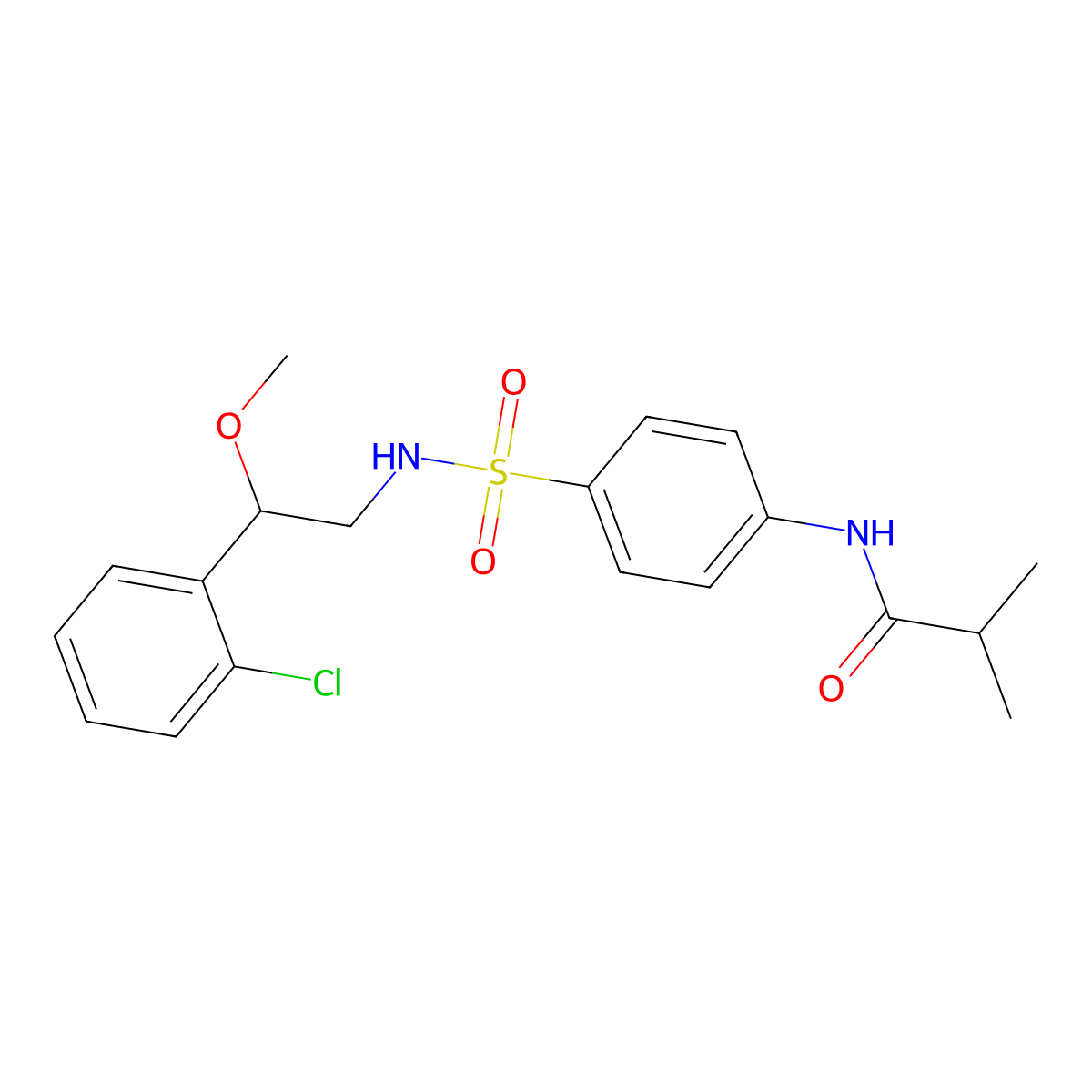 N-(4-(N-(2-(2-chlorophenyl)-2-methoxyethyl)sulfamoyl)phenyl)isobutyramide molecular structure, CAS 1795455-64-9