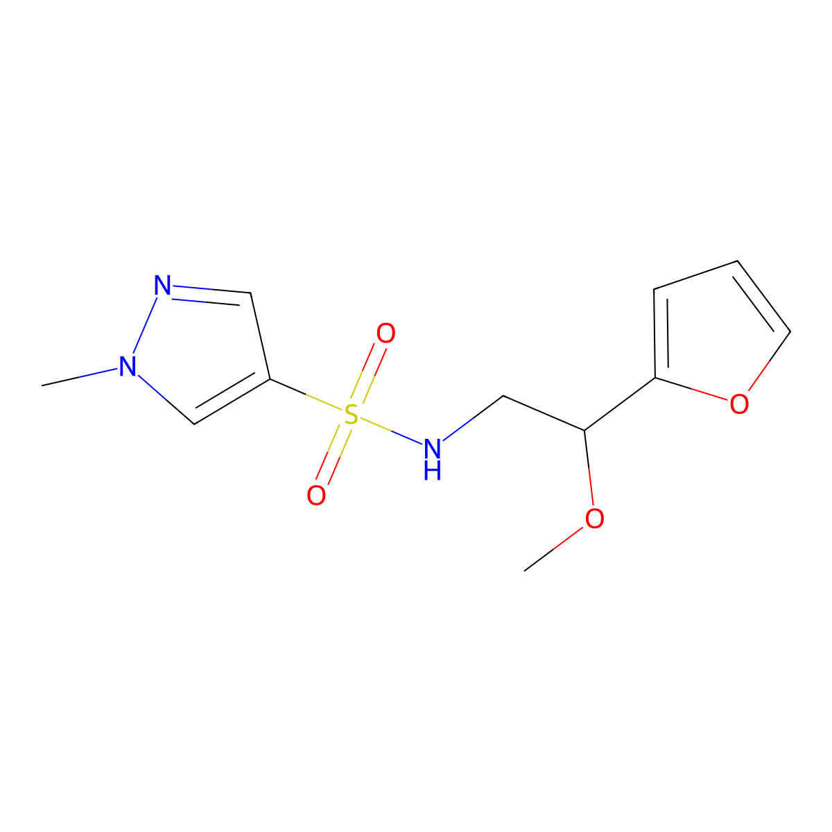 N-[2-(furan-2-yl)-2-methoxyethyl]-1-methyl-1H-pyrazole-4-sulfonamide molecular structure, CAS 1795456-02-8