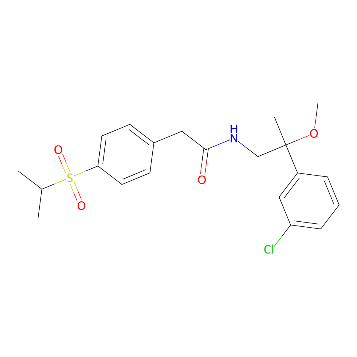 N-(2-(3-chlorophenyl)-2-methoxypropyl)-2-(4-(isopropylsulfonyl)phenyl)acetamide molecular structure, CAS 1795456-33-5