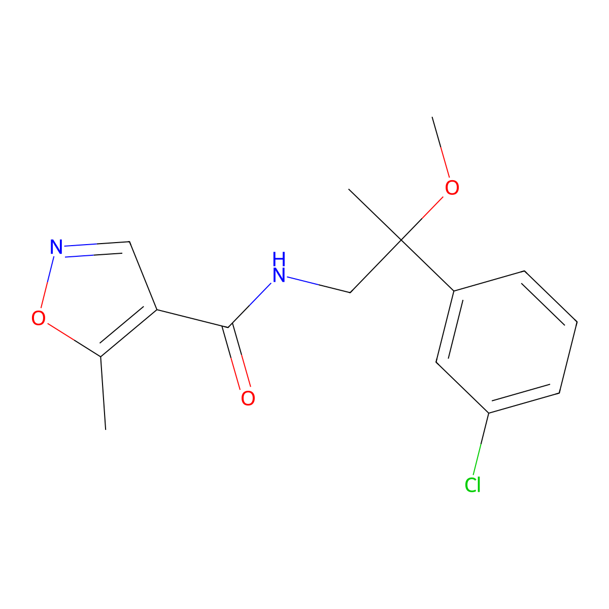 N-(2-(3-chlorophenyl)-2-methoxypropyl)-5-methylisoxazole-4-carboxamide molecular structure, CAS 1795456-37-9