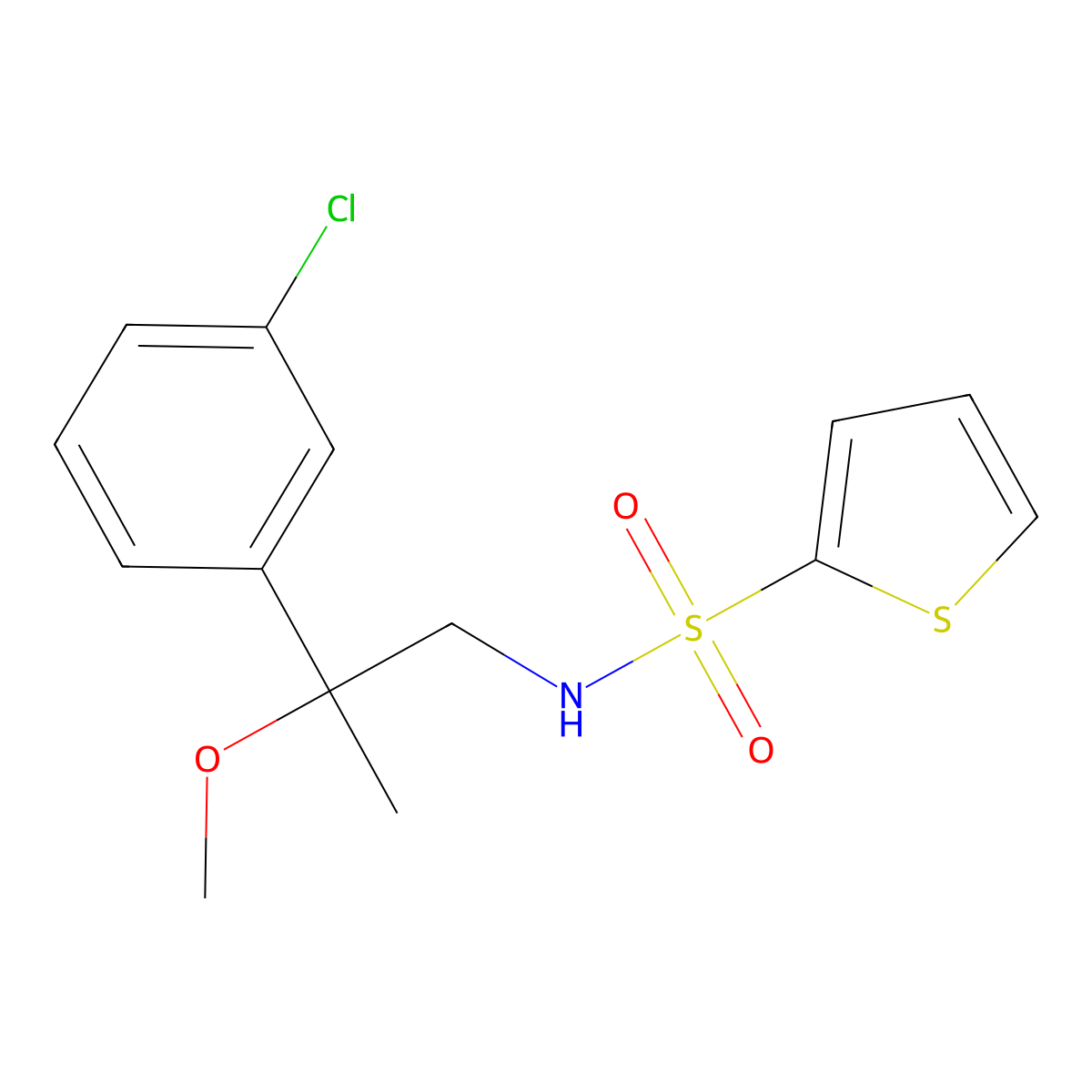 N-[2-(3-chlorophenyl)-2-methoxypropyl]thiophene-2-sulfonamide molecular structure, CAS 1795456-41-5